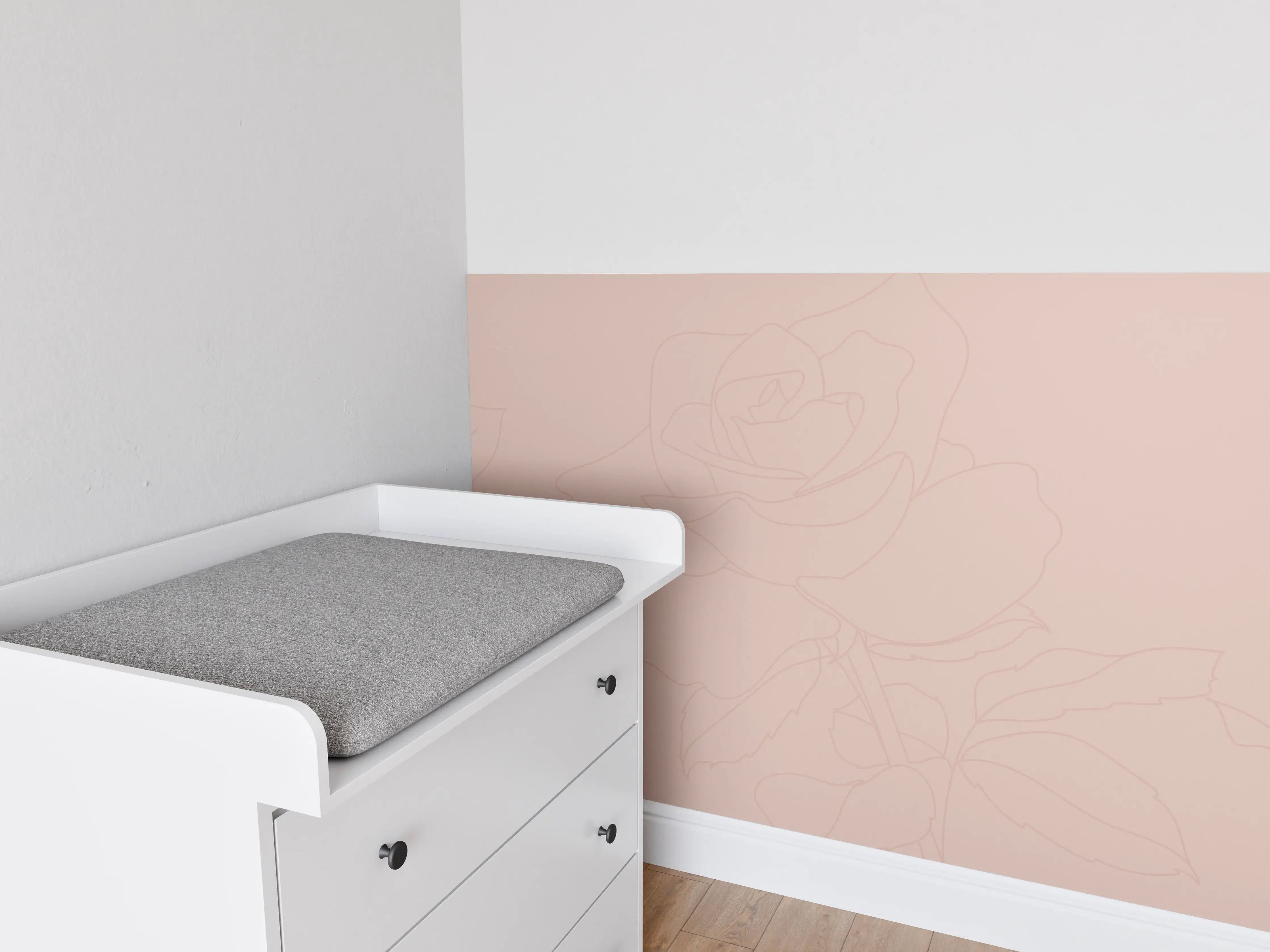 Babyzimmer Wandgestaltung - Rosa Rosen