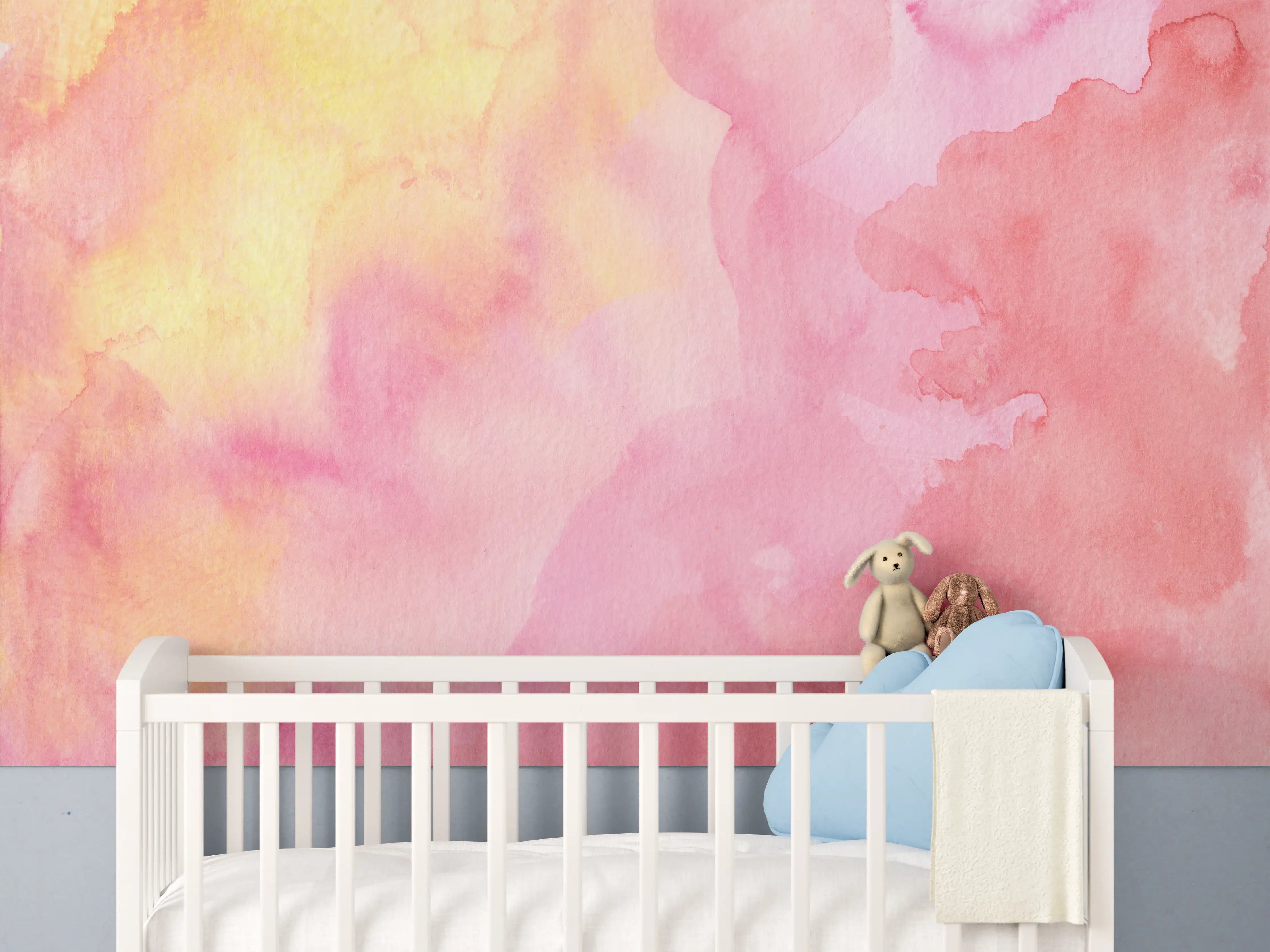 Babyzimmer Wandgestaltung - Rosa Verwaschenes Farben-Design