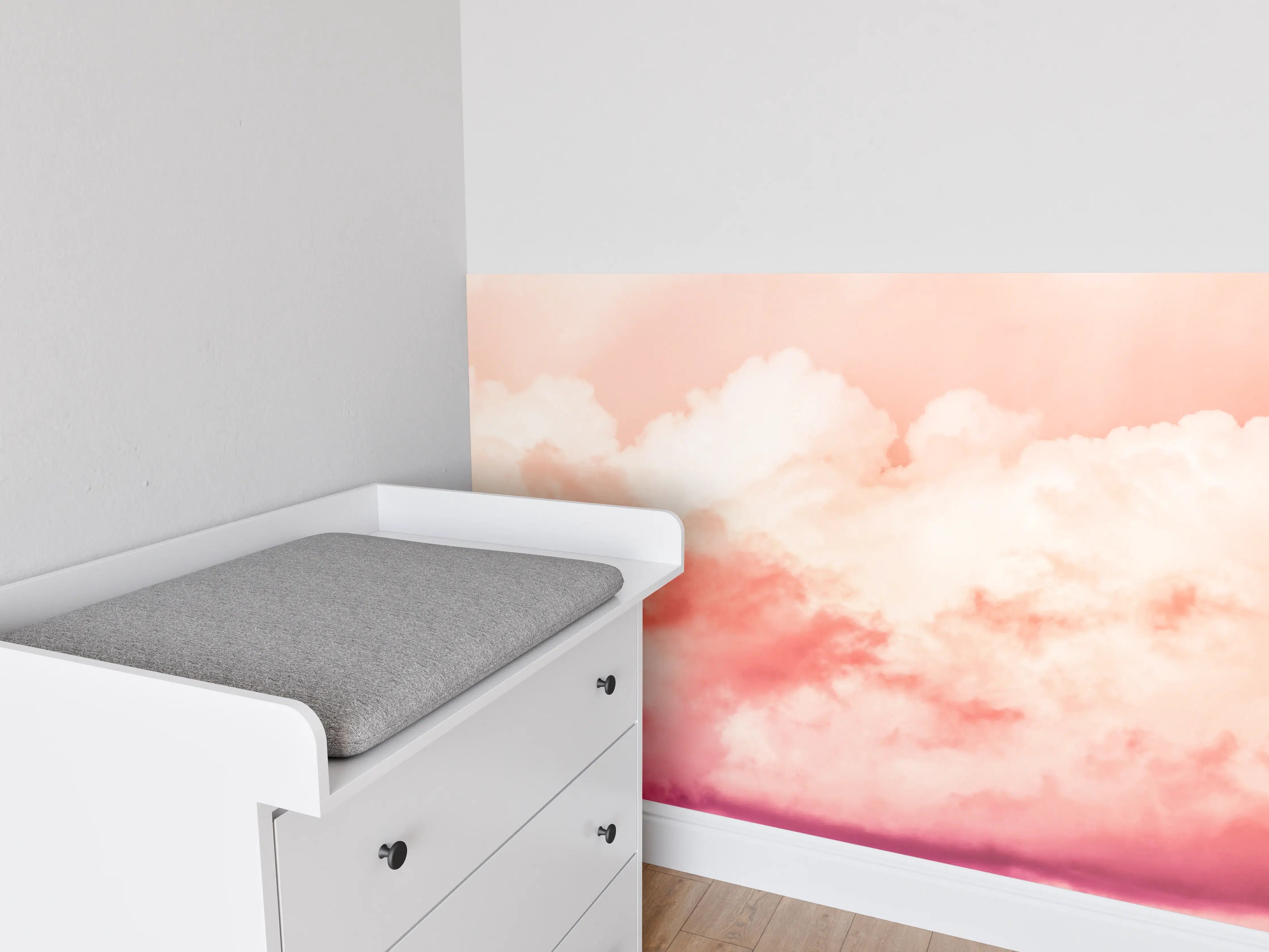 Babyzimmer Wandgestaltung - Rosa Wolkenhimmel