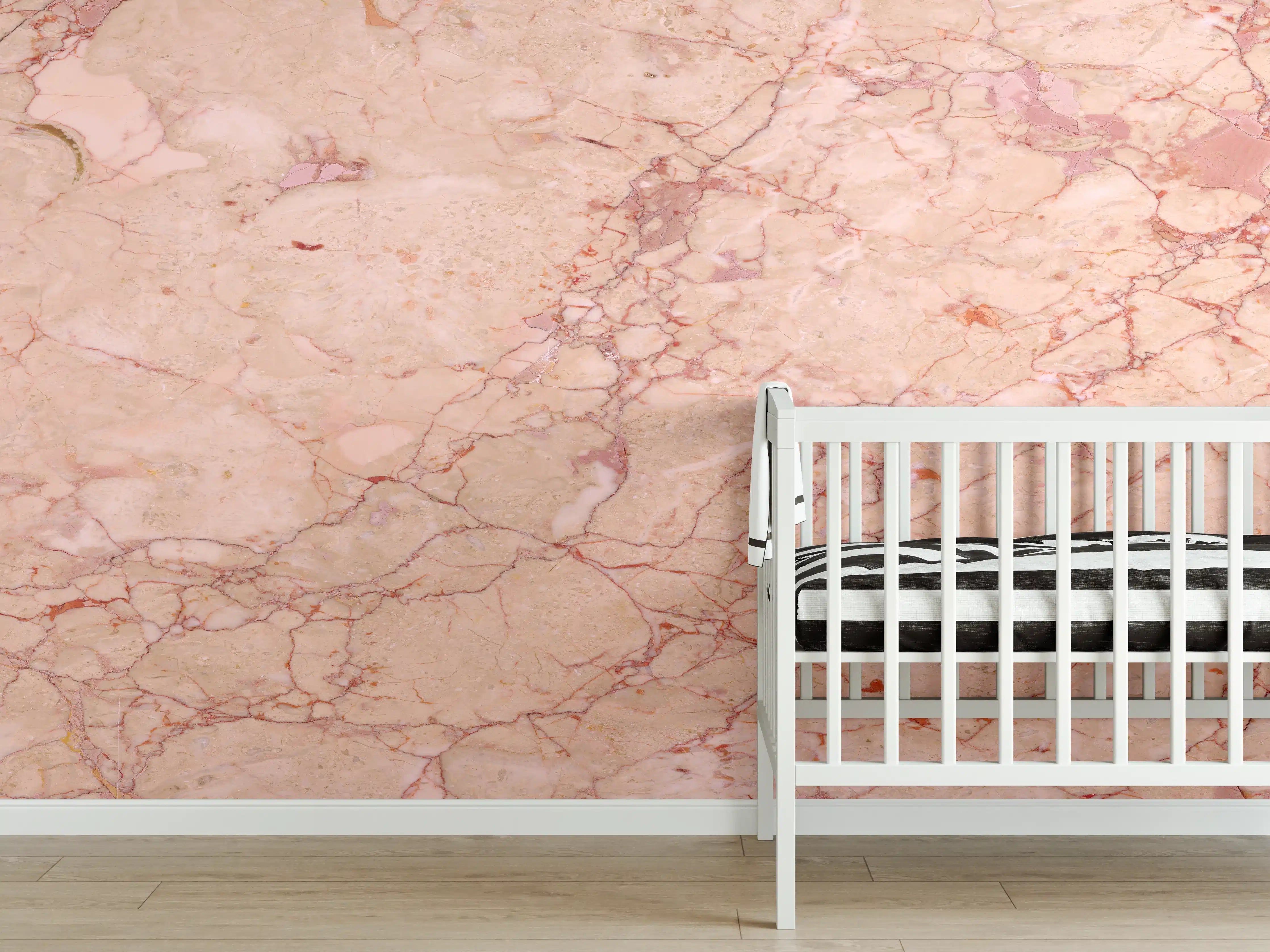 Babyzimmer Wandgestaltung - Rosafarbener abstrakter Marmor