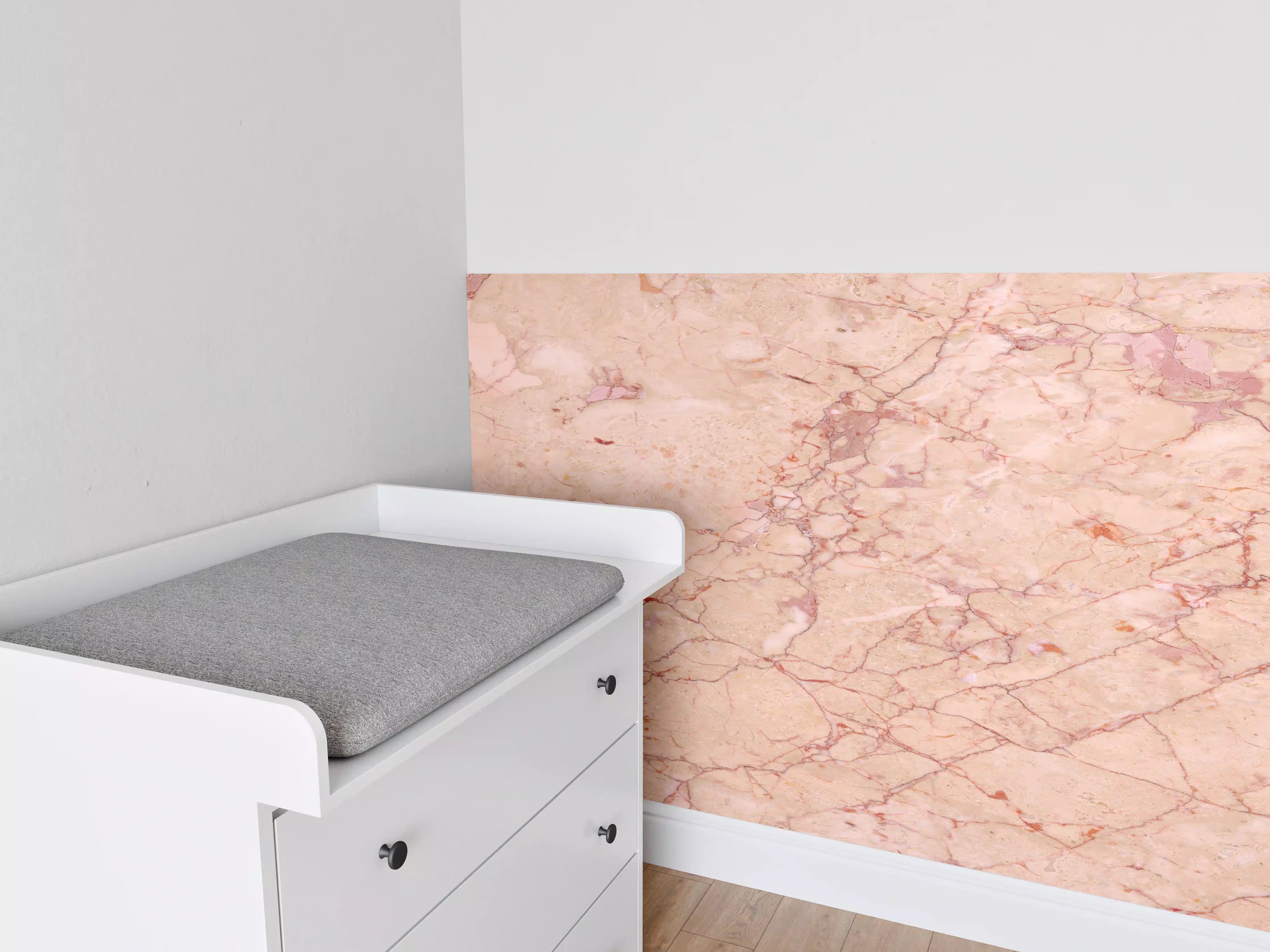 Babyzimmer Wandgestaltung - Rosafarbener abstrakter Marmor