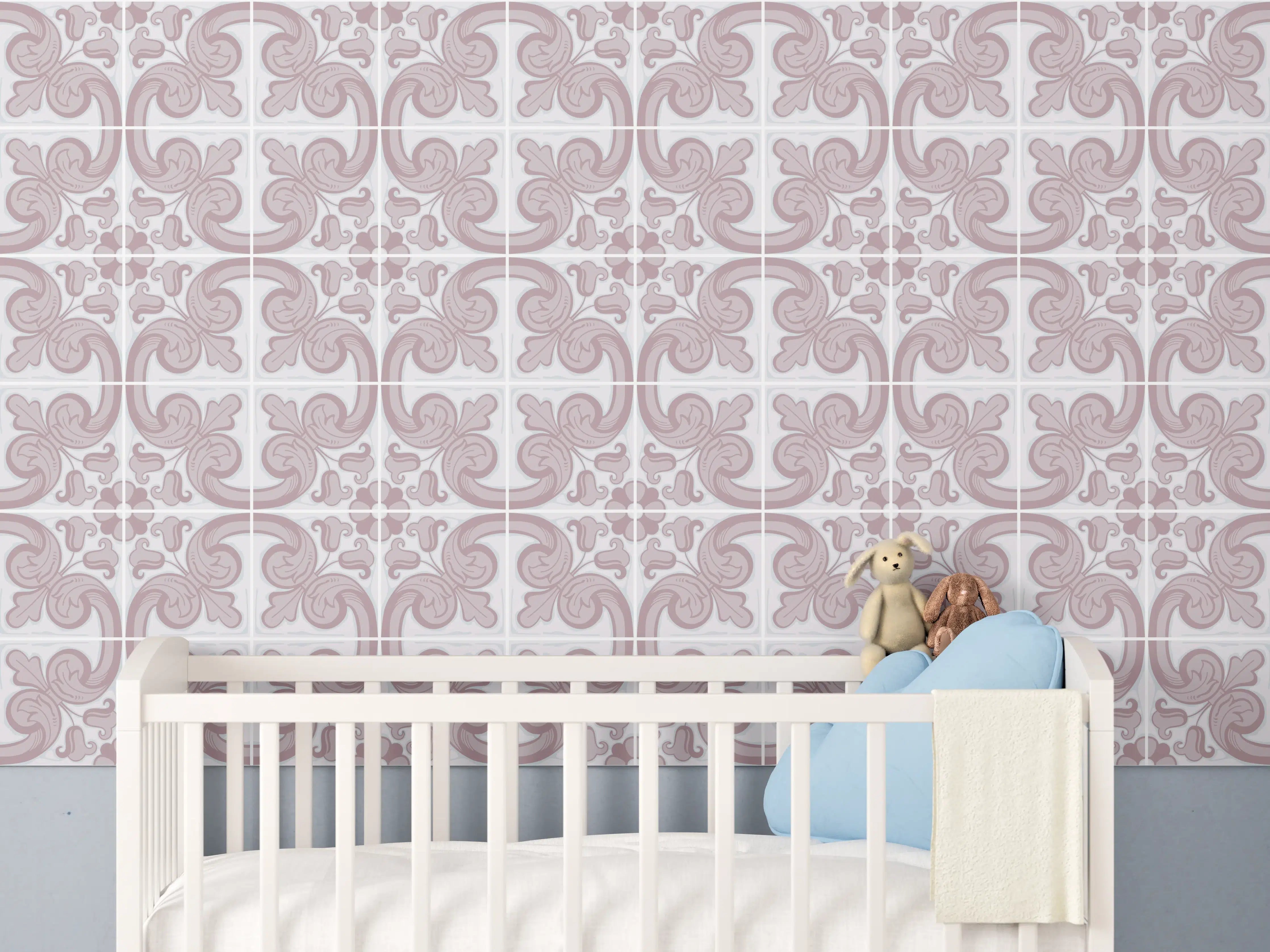 Babyzimmer Wandgestaltung - Rosafarbenes Elefantenmuster