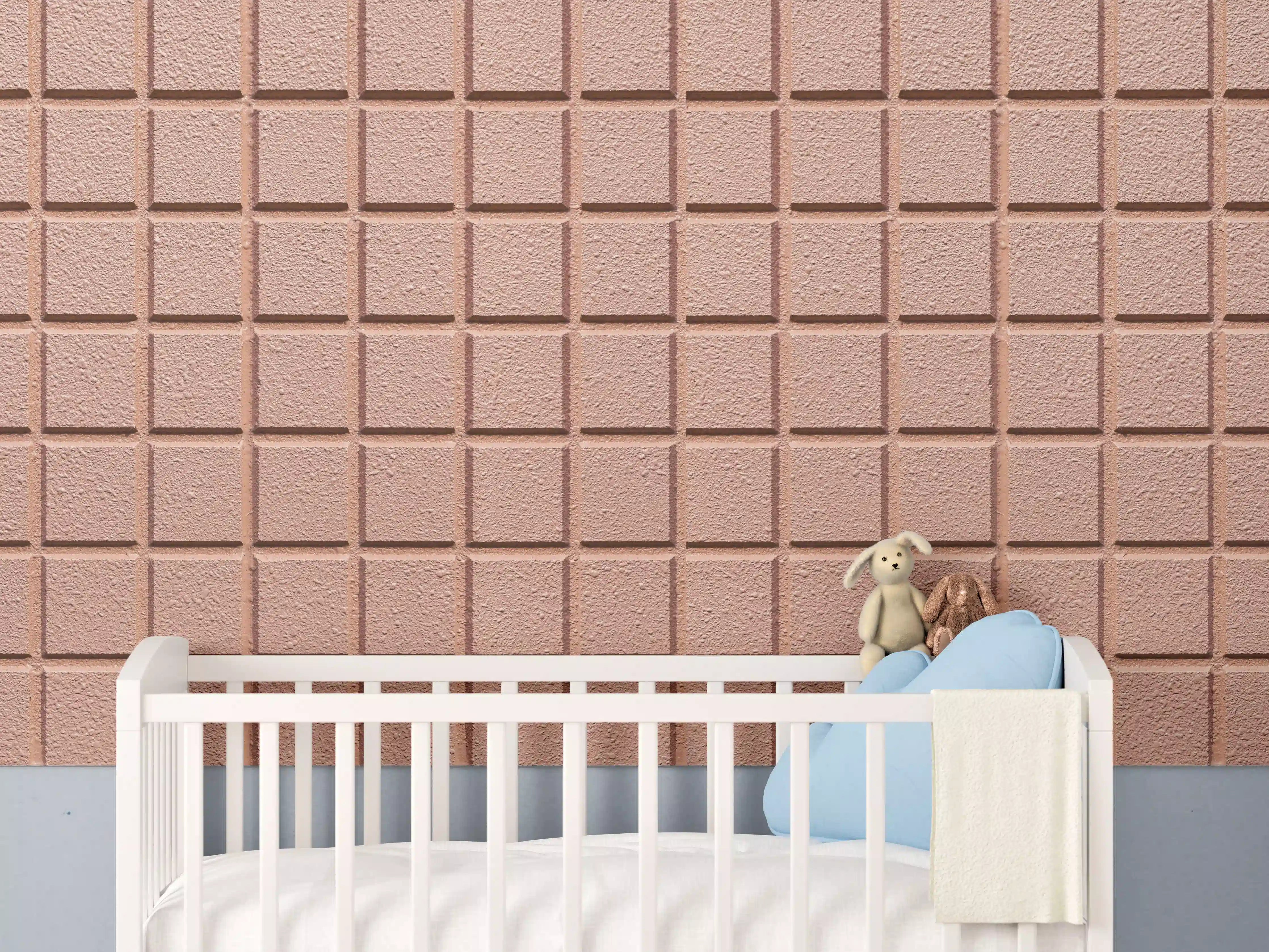 Babyzimmer Wandgestaltung - Rosafarbige Steintextur