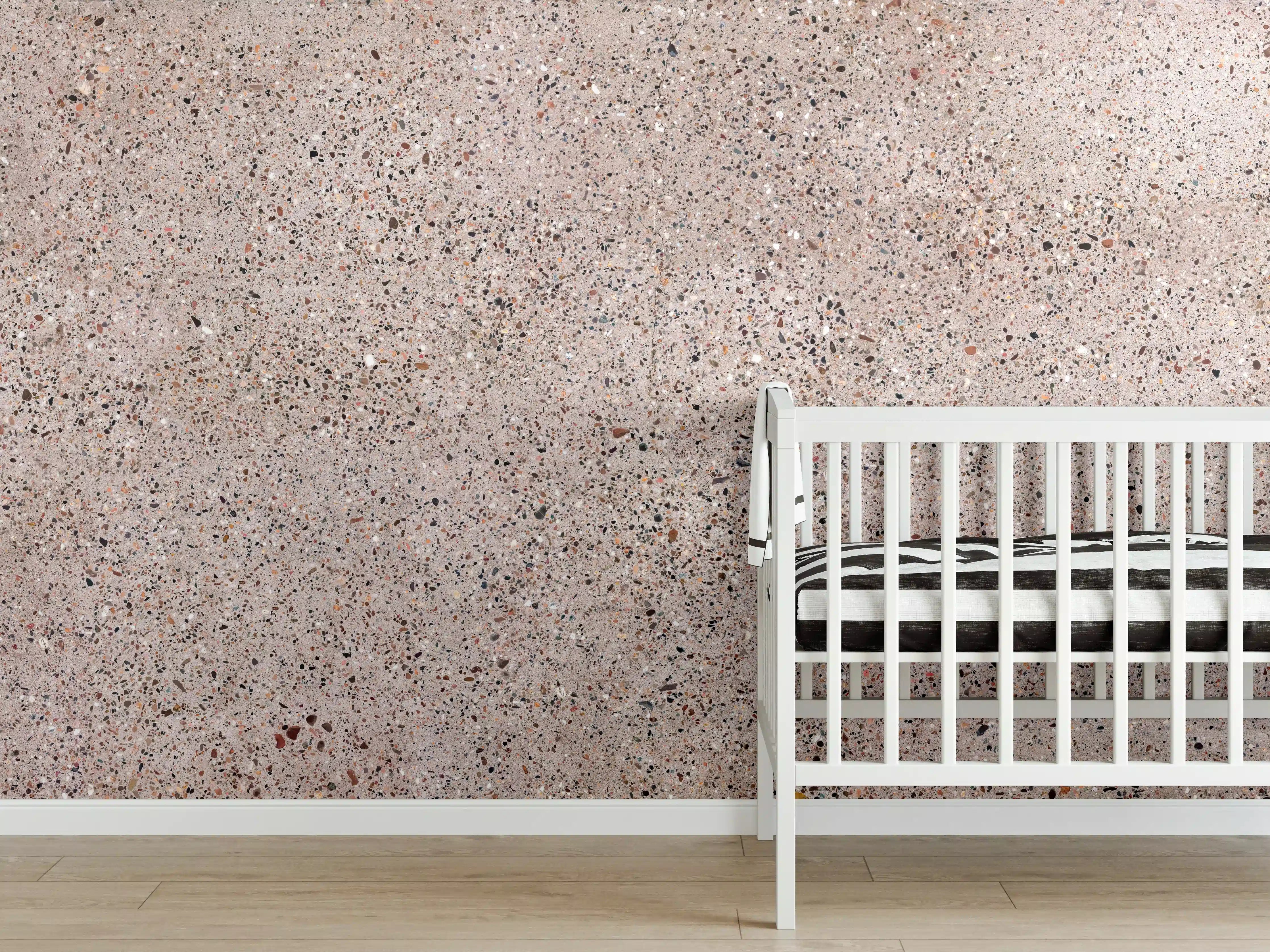 Babyzimmer Wandgestaltung - Rosafarbige natürliche Mosaiksteine