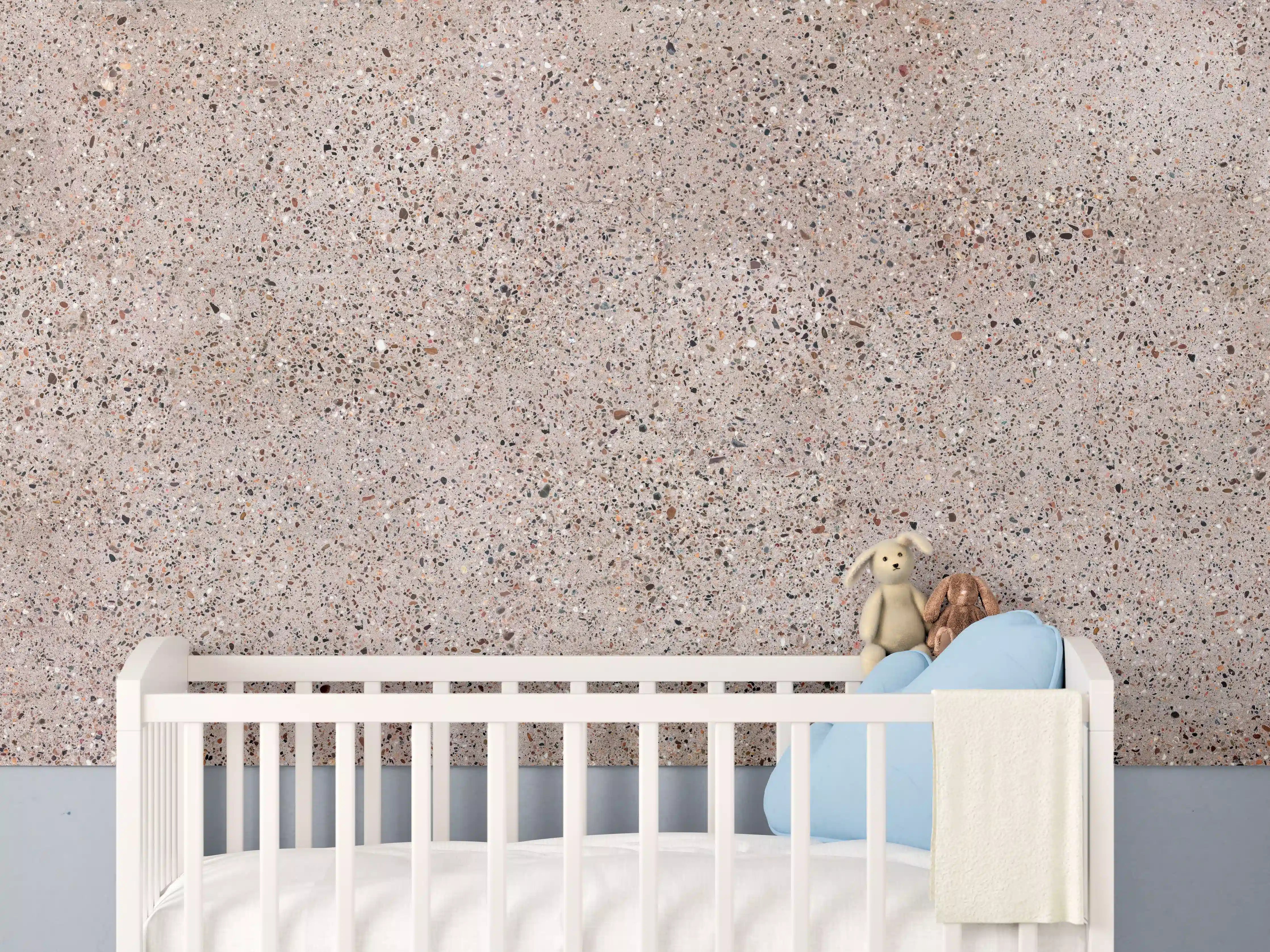 Babyzimmer Wandgestaltung - Rosafarbige natürliche Mosaiksteine