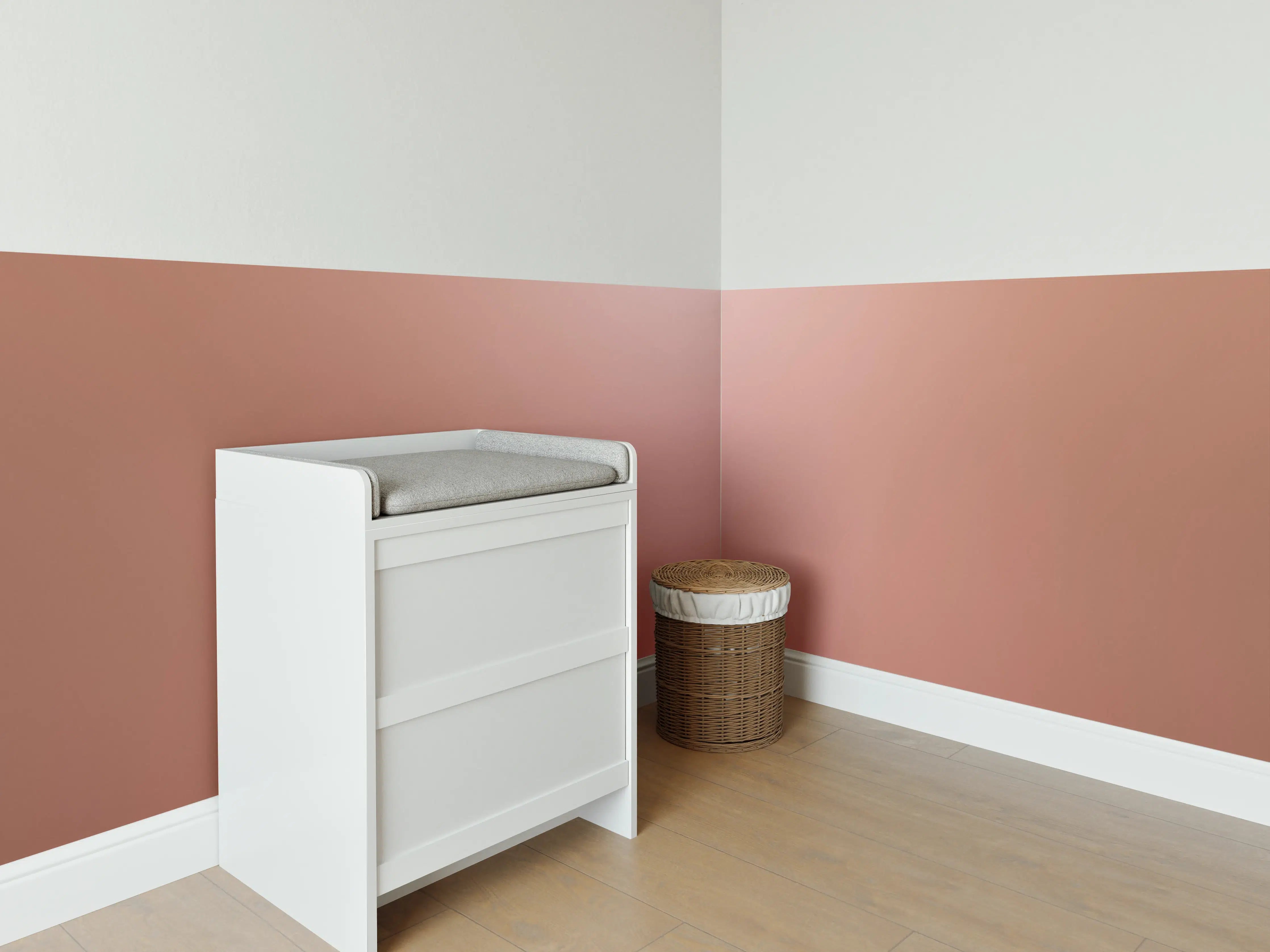 Babyzimmer Wandgestaltung - Rosegold Farbverlauf Hintergrund