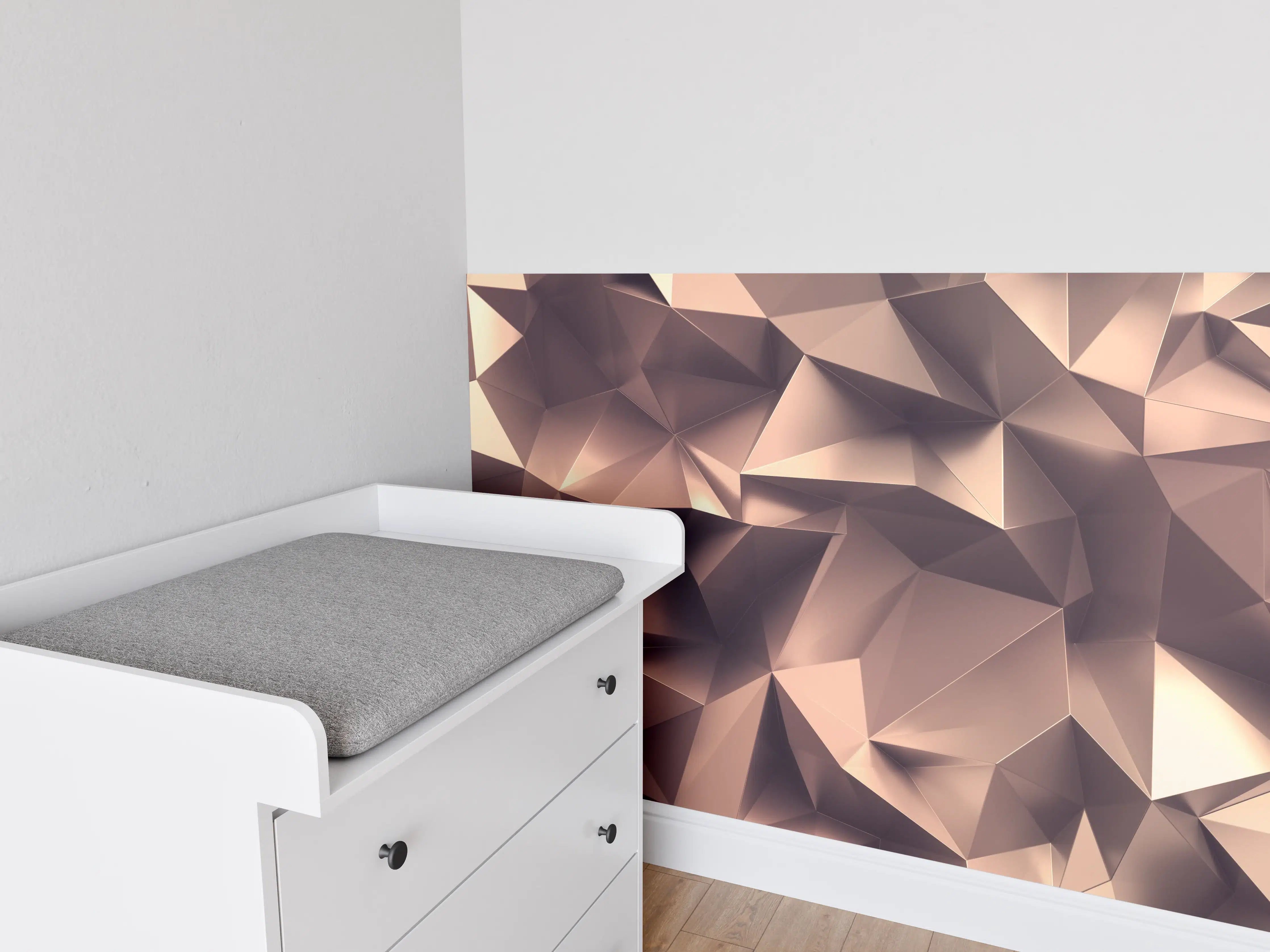 Babyzimmer Wandgestaltung - Roségold Kristall-Polygon-Hintergrund