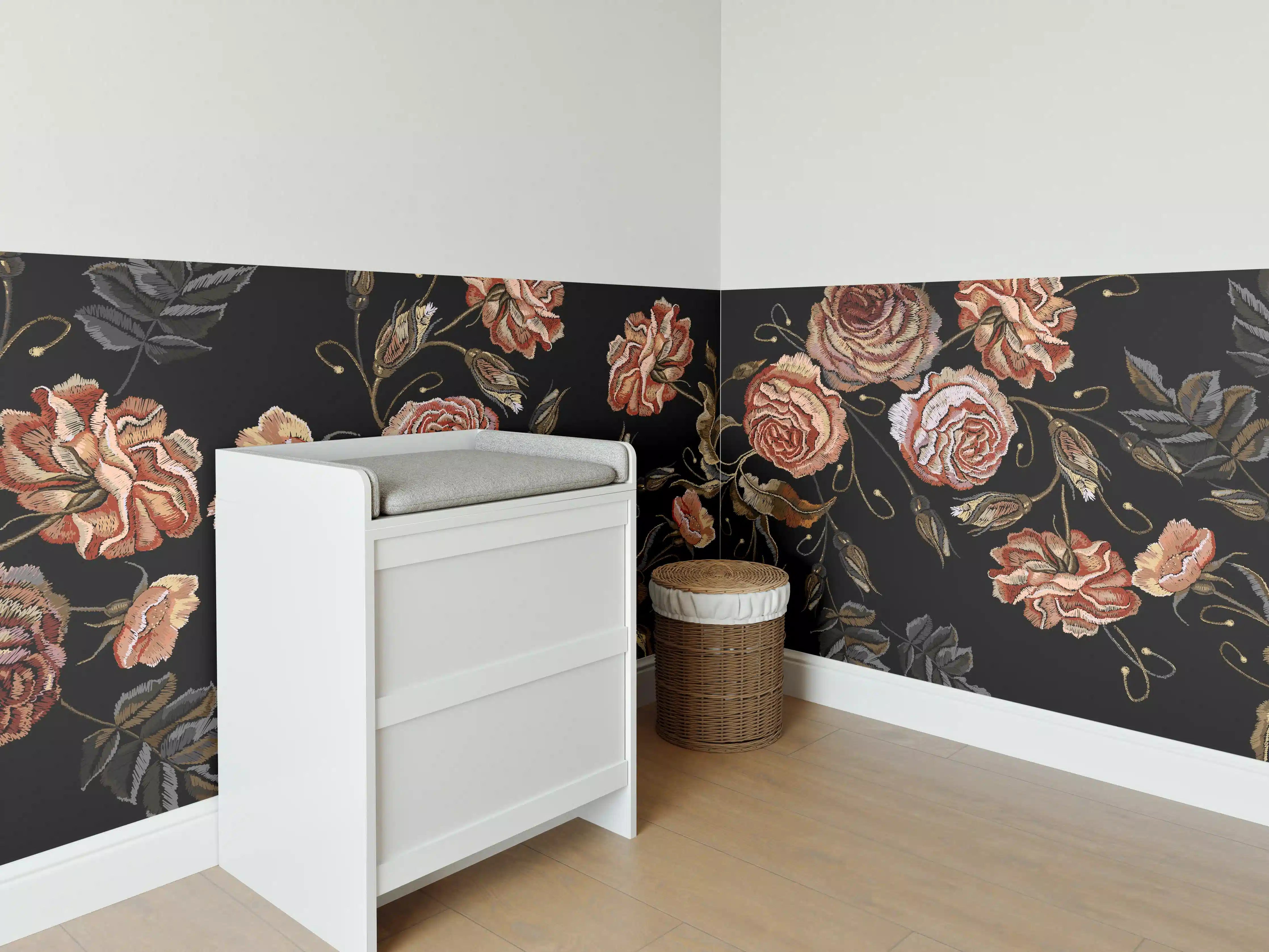 Babyzimmer Wandgestaltung - Rosen in der Dunkelheit