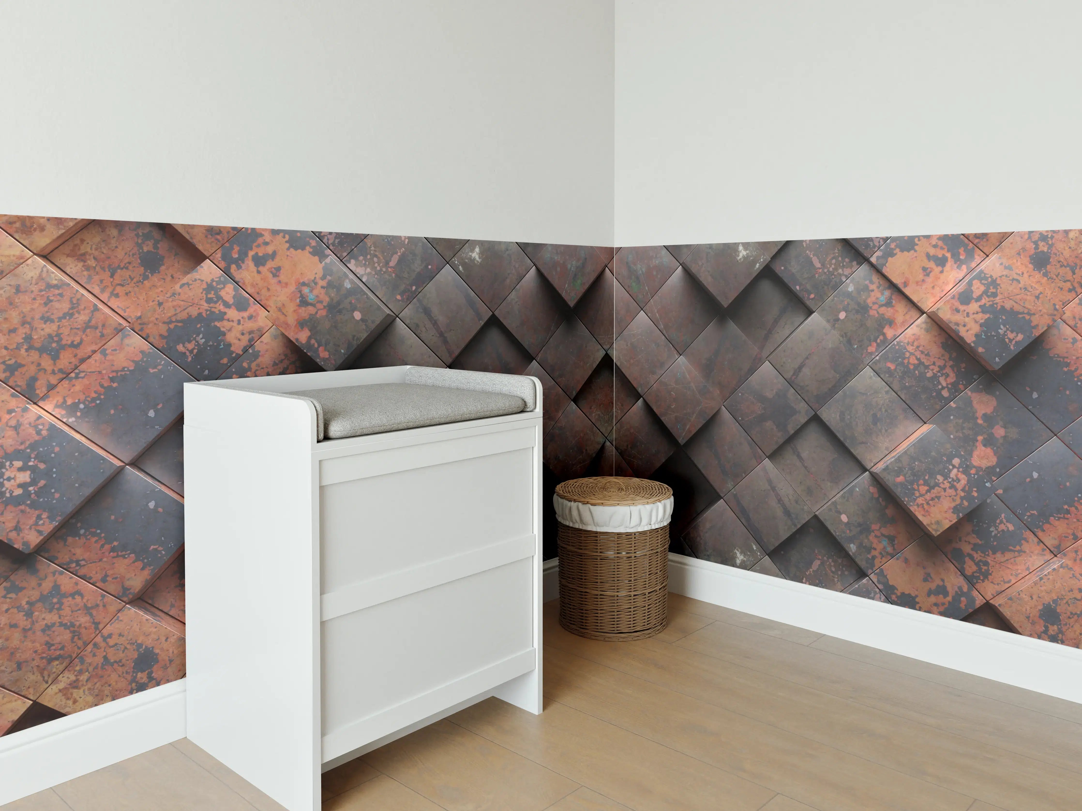 Babyzimmer Wandgestaltung - Rostige Metallwürfel-Textur