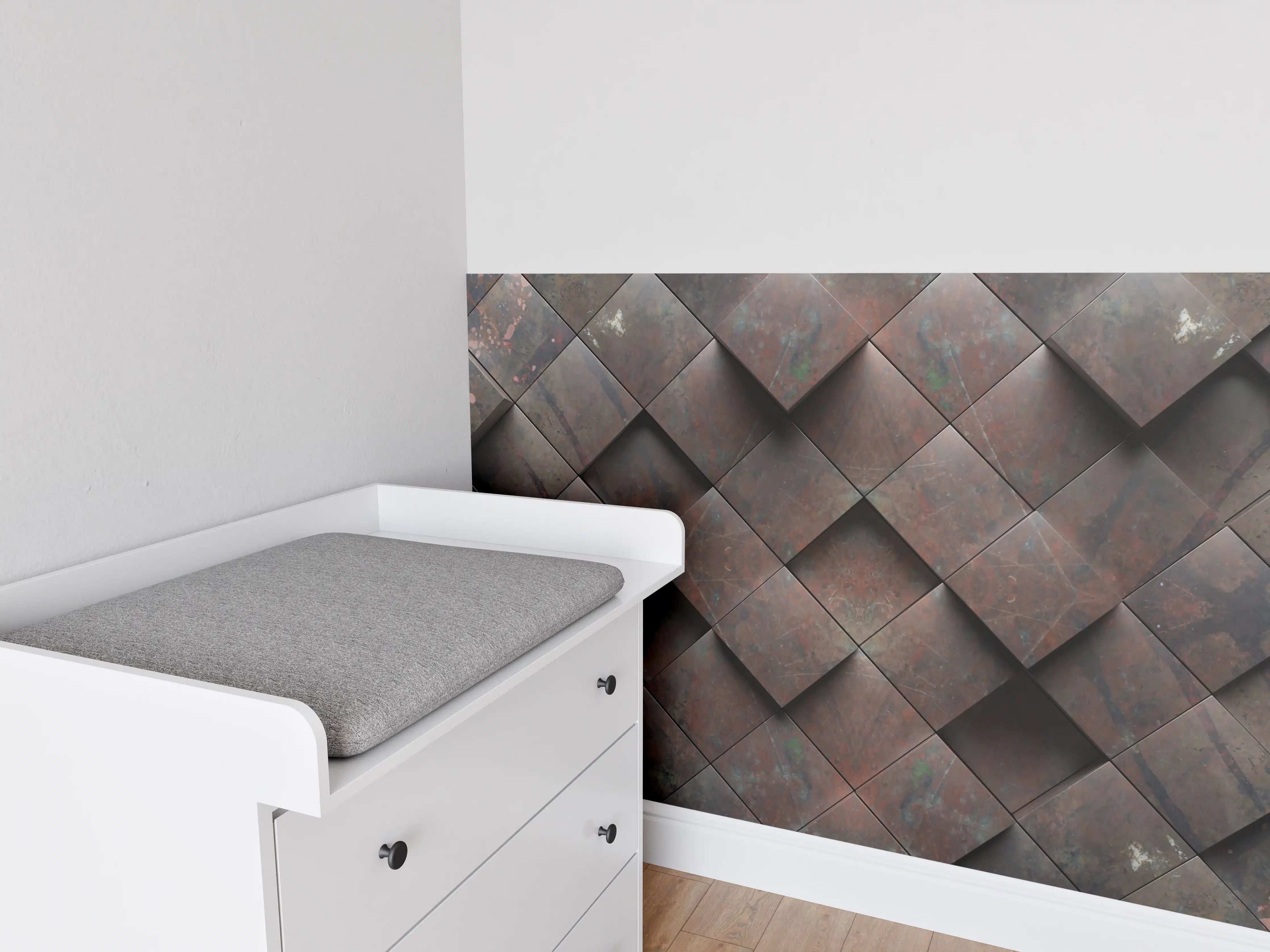 Babyzimmer Wandgestaltung - Rostige Metallwürfel-Textur