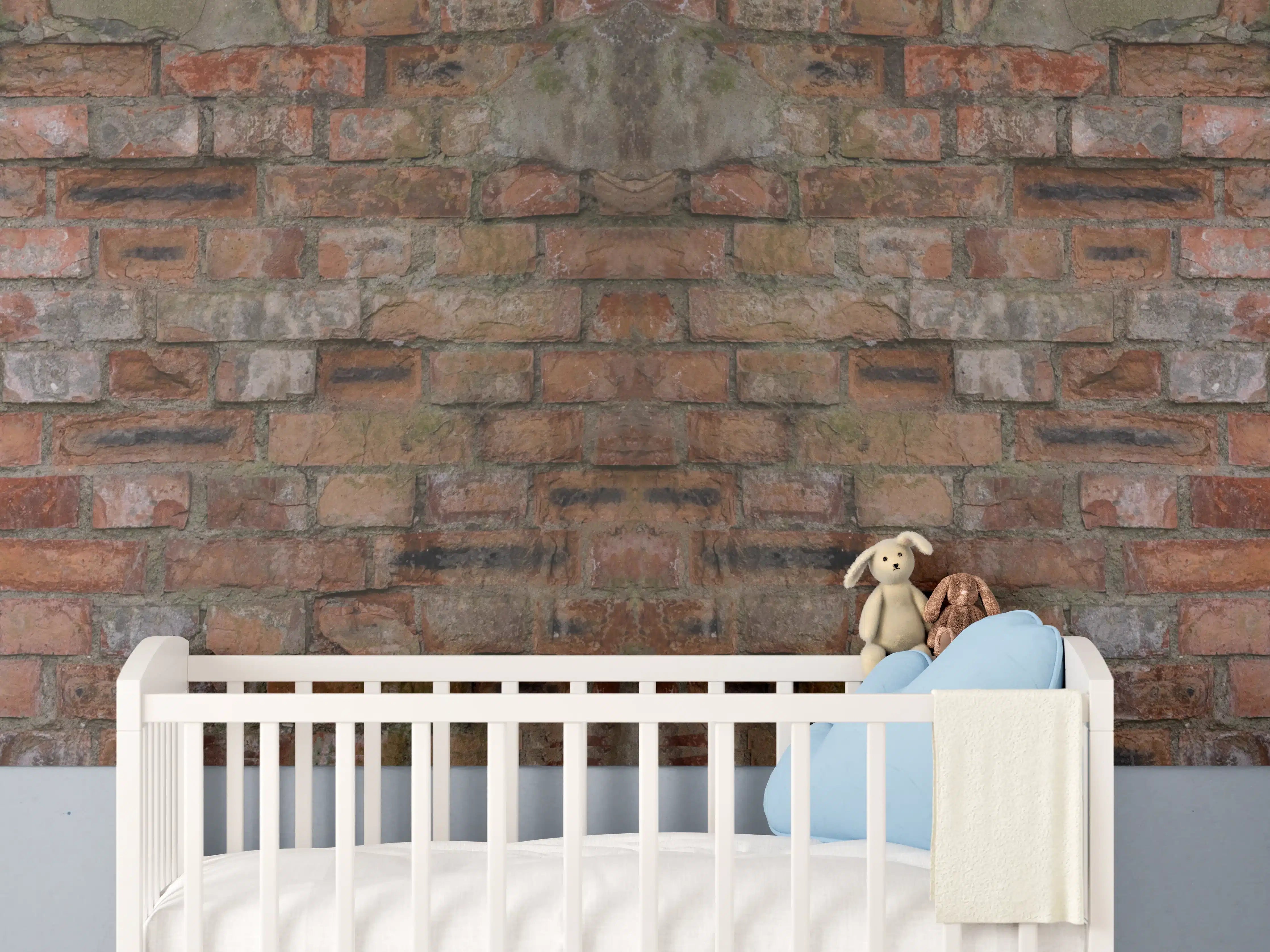 Babyzimmer Wandgestaltung - Rostige Ziegelsteinwand Textur