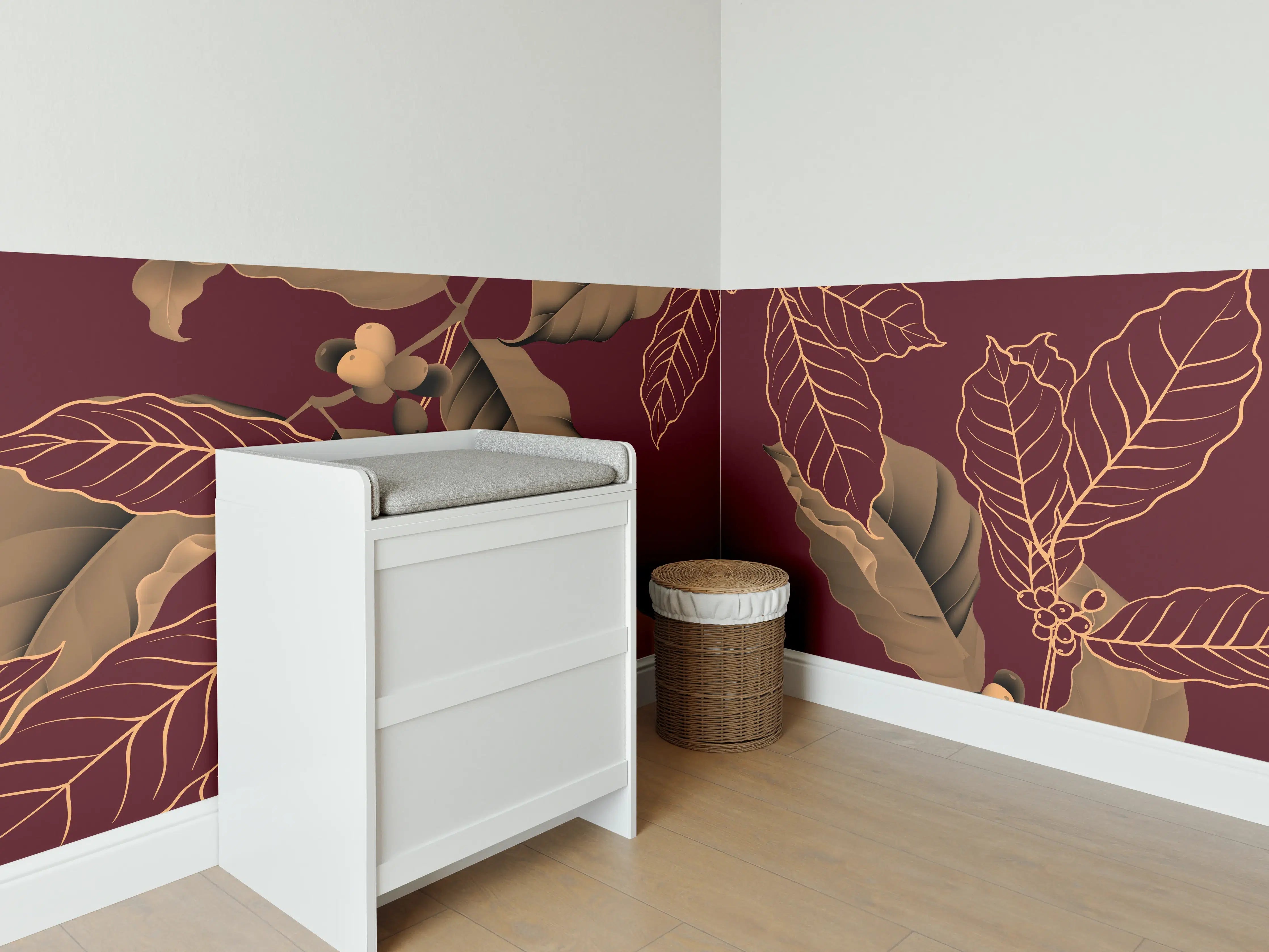 Babyzimmer Wandgestaltung - Rot-Braune Blätter