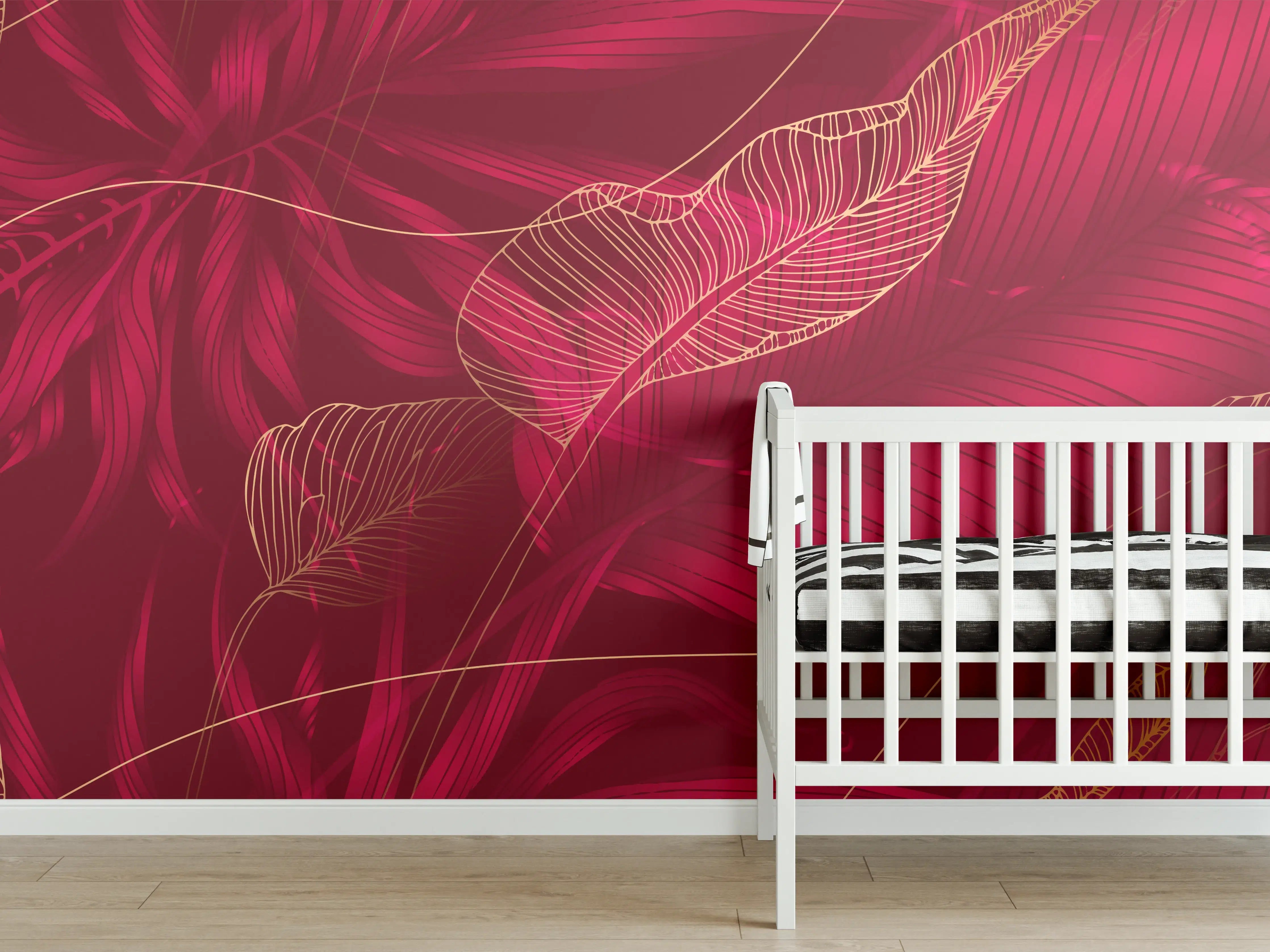 Babyzimmer Wandgestaltung - Rote Florale Muster Textur