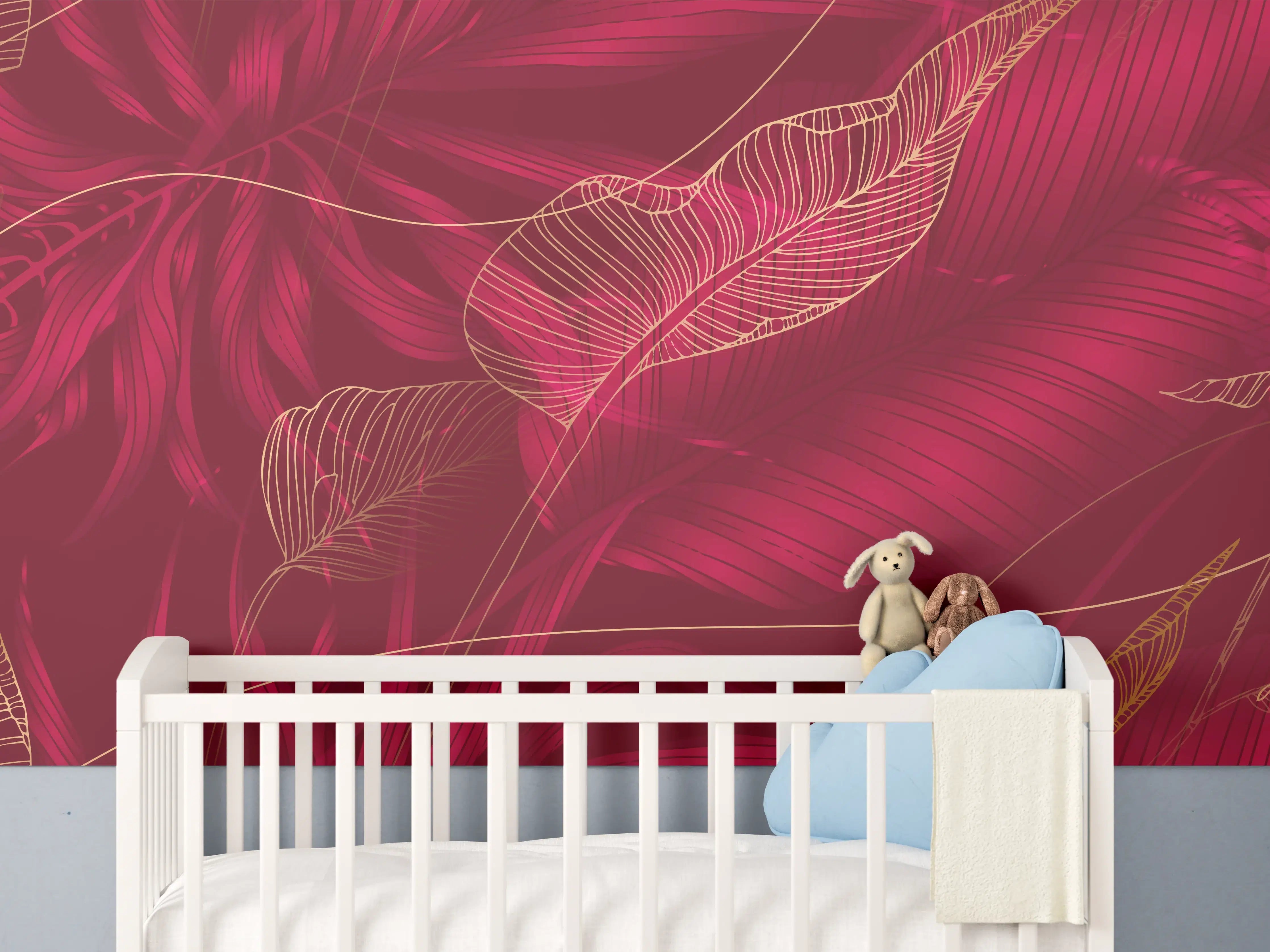Babyzimmer Wandgestaltung - Rote Florale Muster Textur