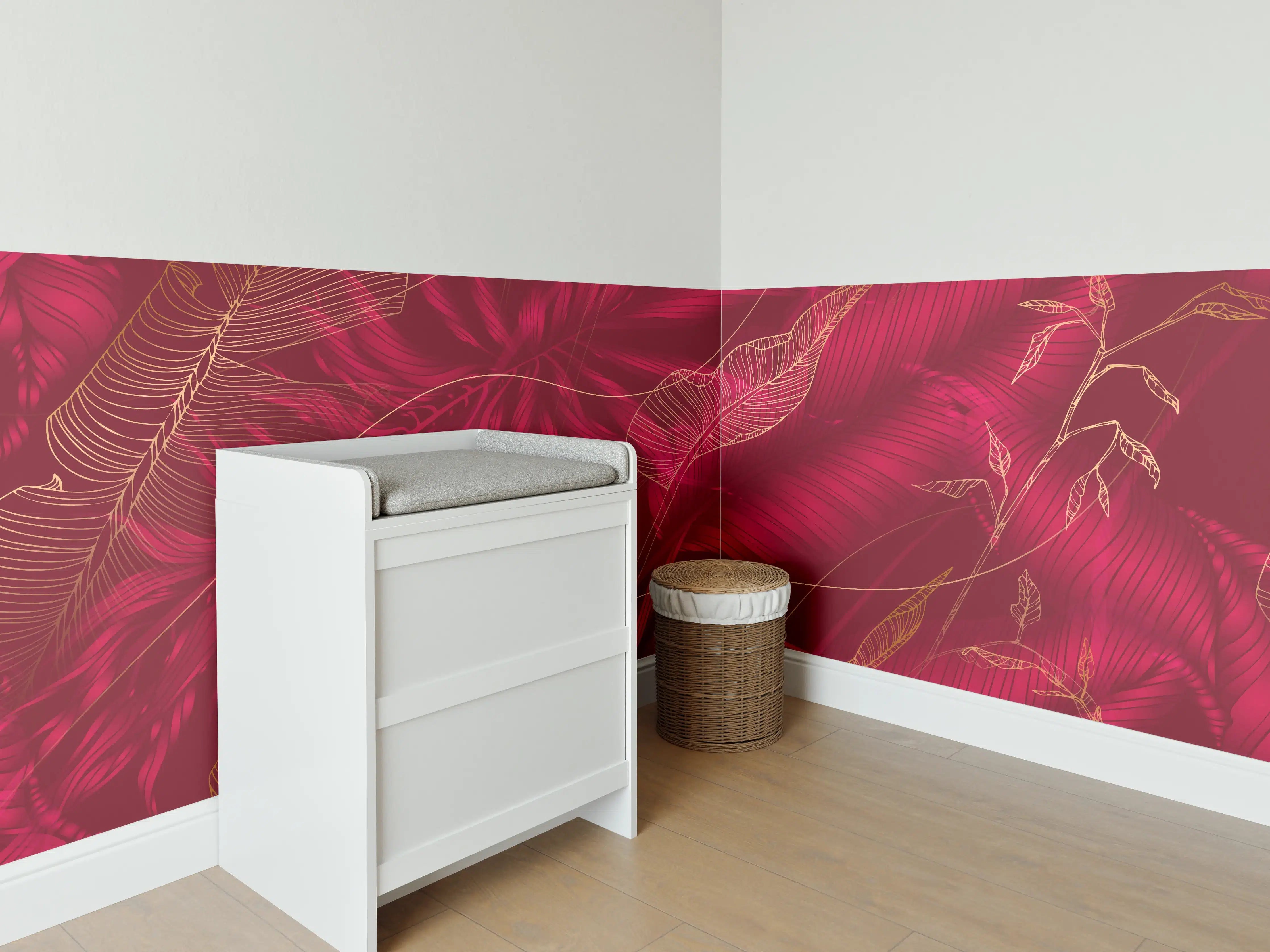 Babyzimmer Wandgestaltung - Rote Florale Muster Textur