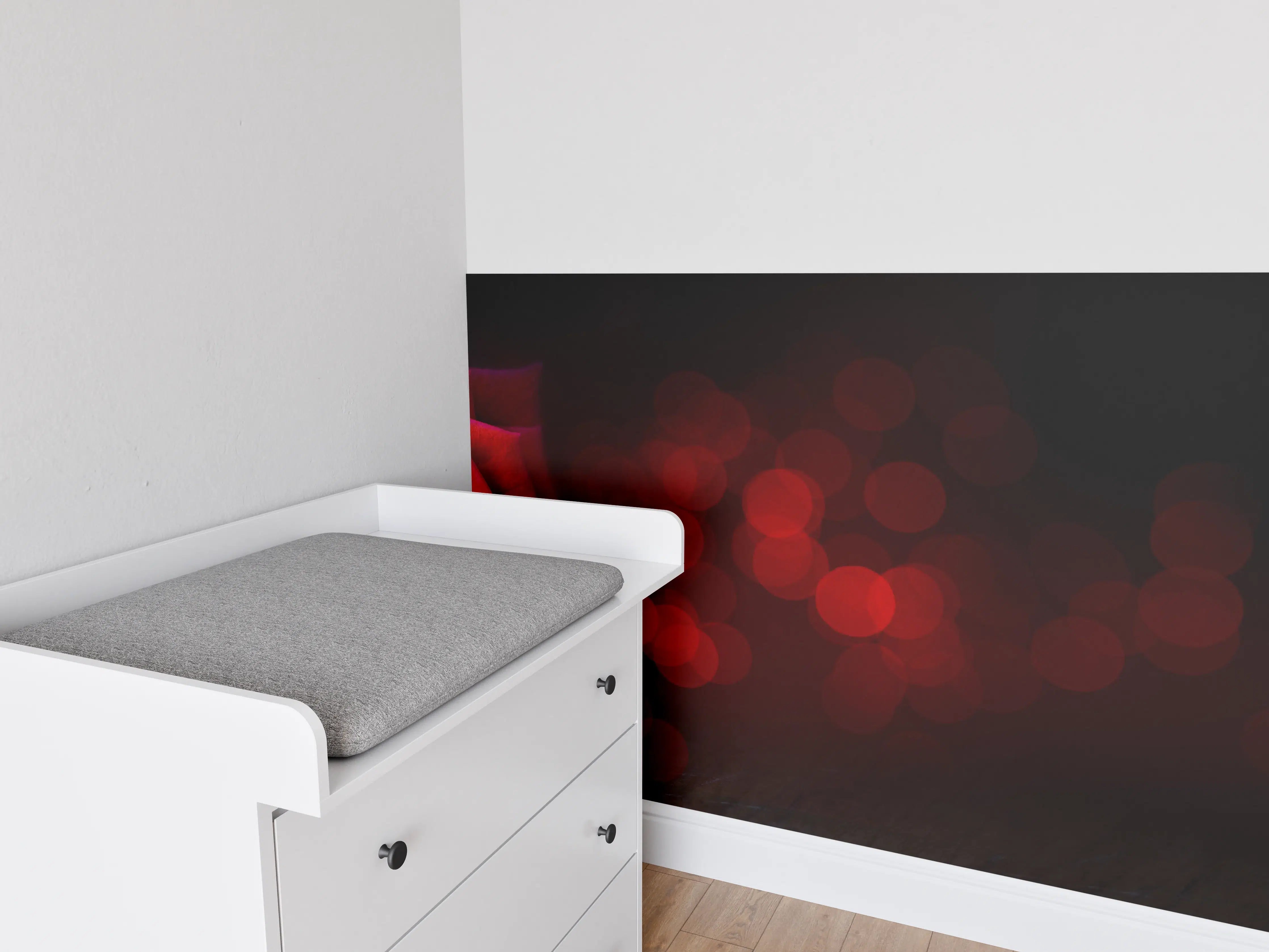 Babyzimmer Wandgestaltung - Rote Rose auf schwarzem Hintergrund