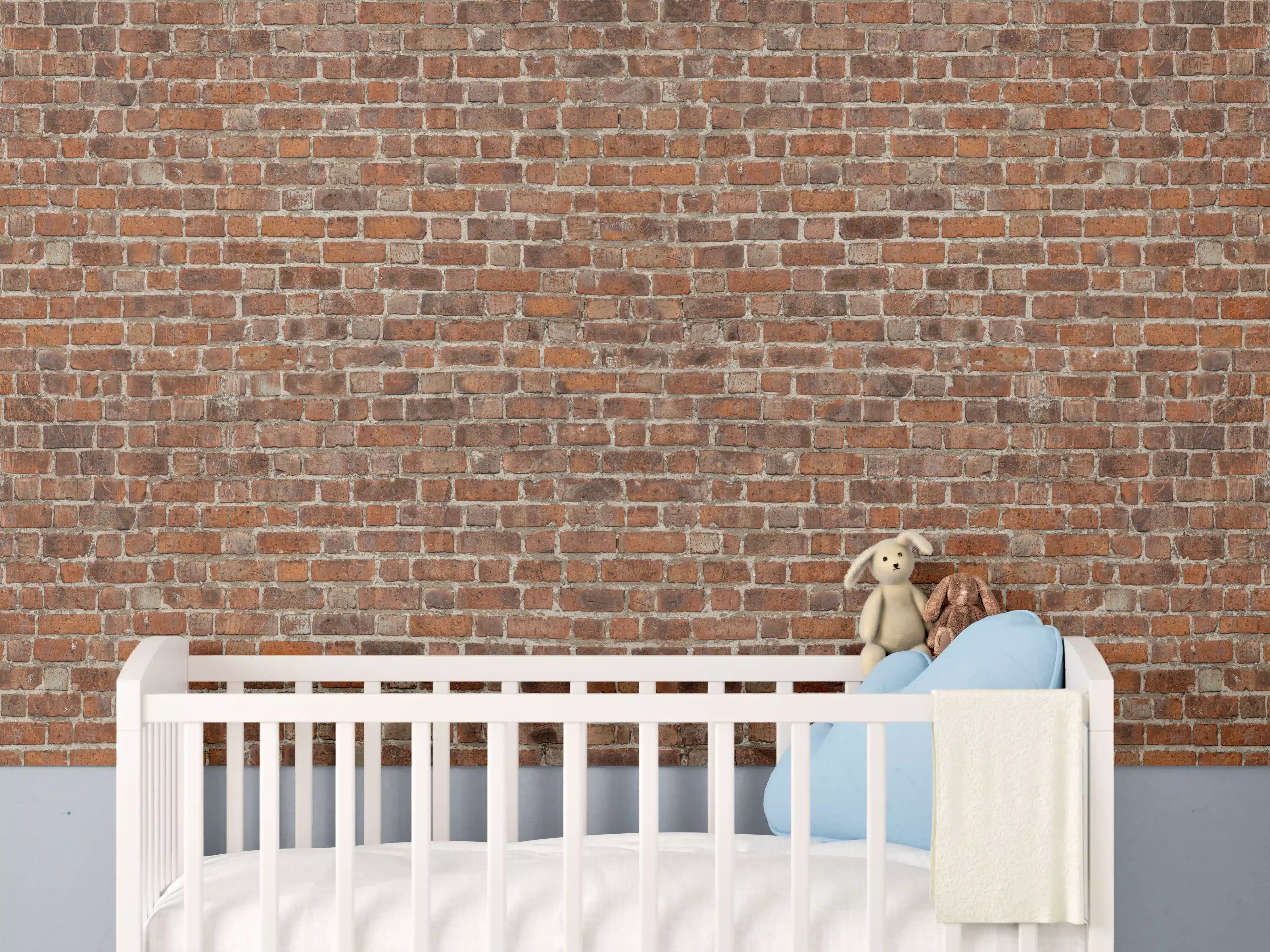 Babyzimmer Wandgestaltung - Rote Vintage Ziegel Mauerwerk