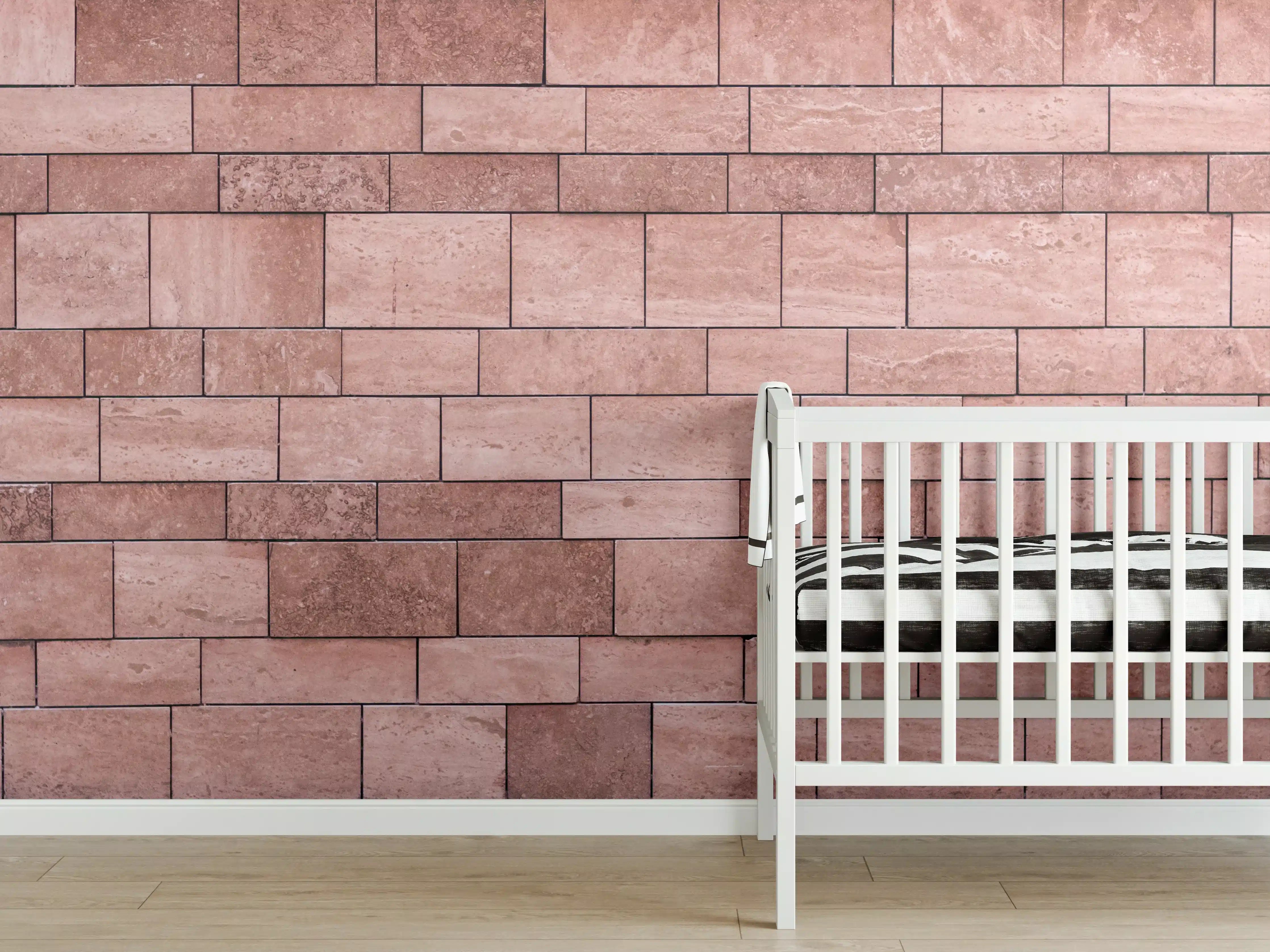 Babyzimmer Wandgestaltung - Rote Ziegelmauer im Detail
