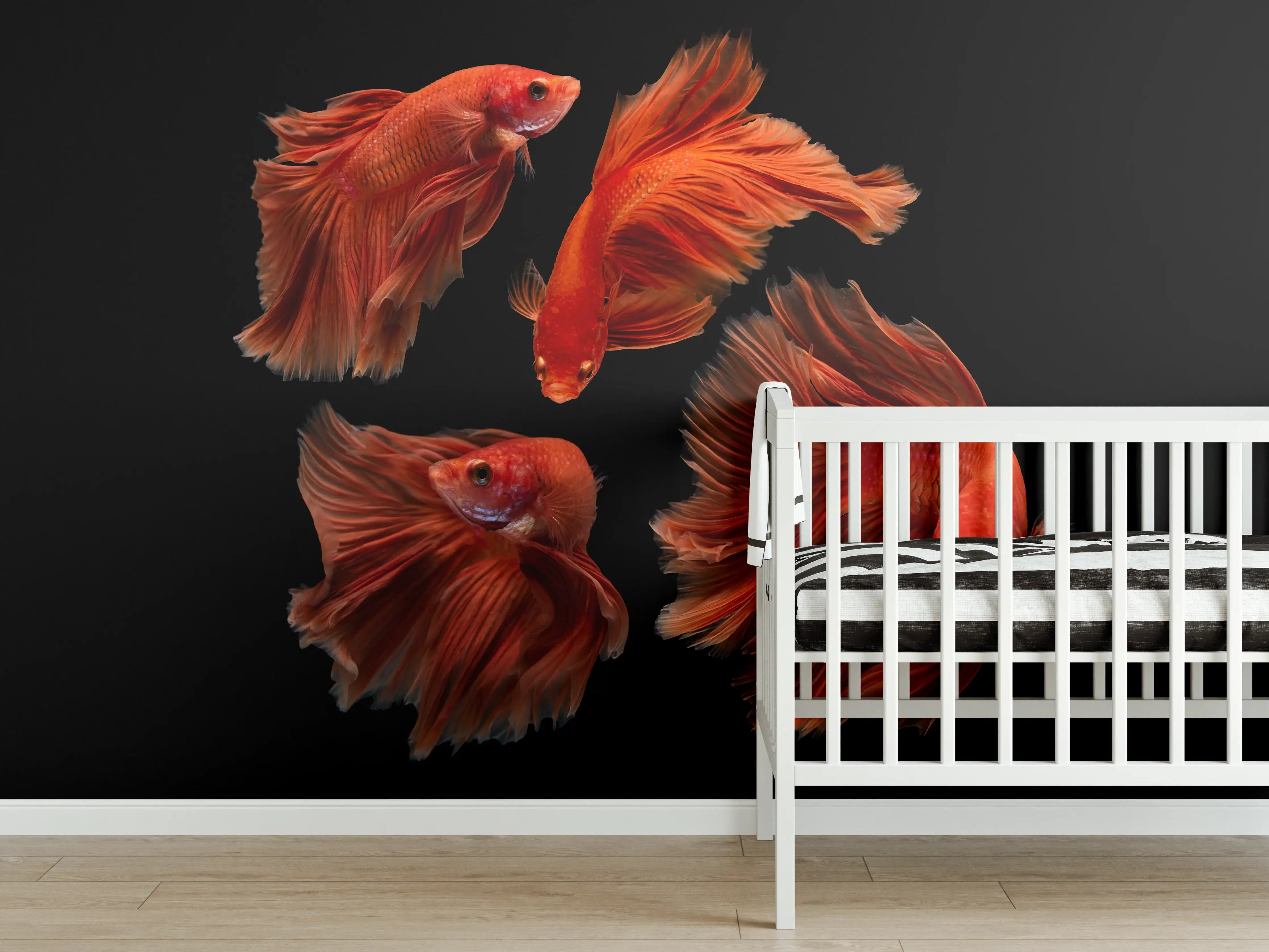 Babyzimmer Wandgestaltung - Roter Betta Fisch