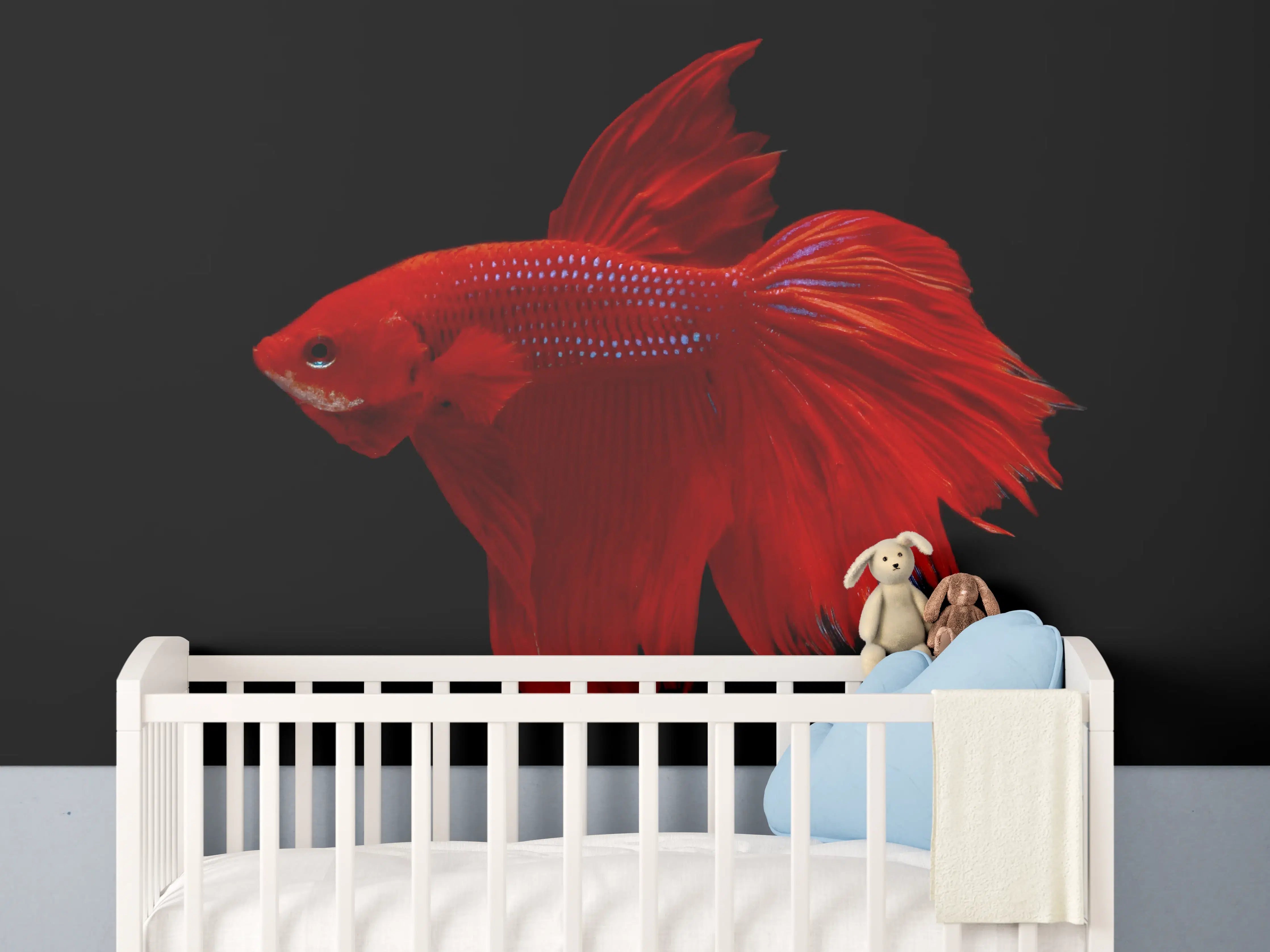 Babyzimmer Wandgestaltung - Roter Betta-Kampffisch