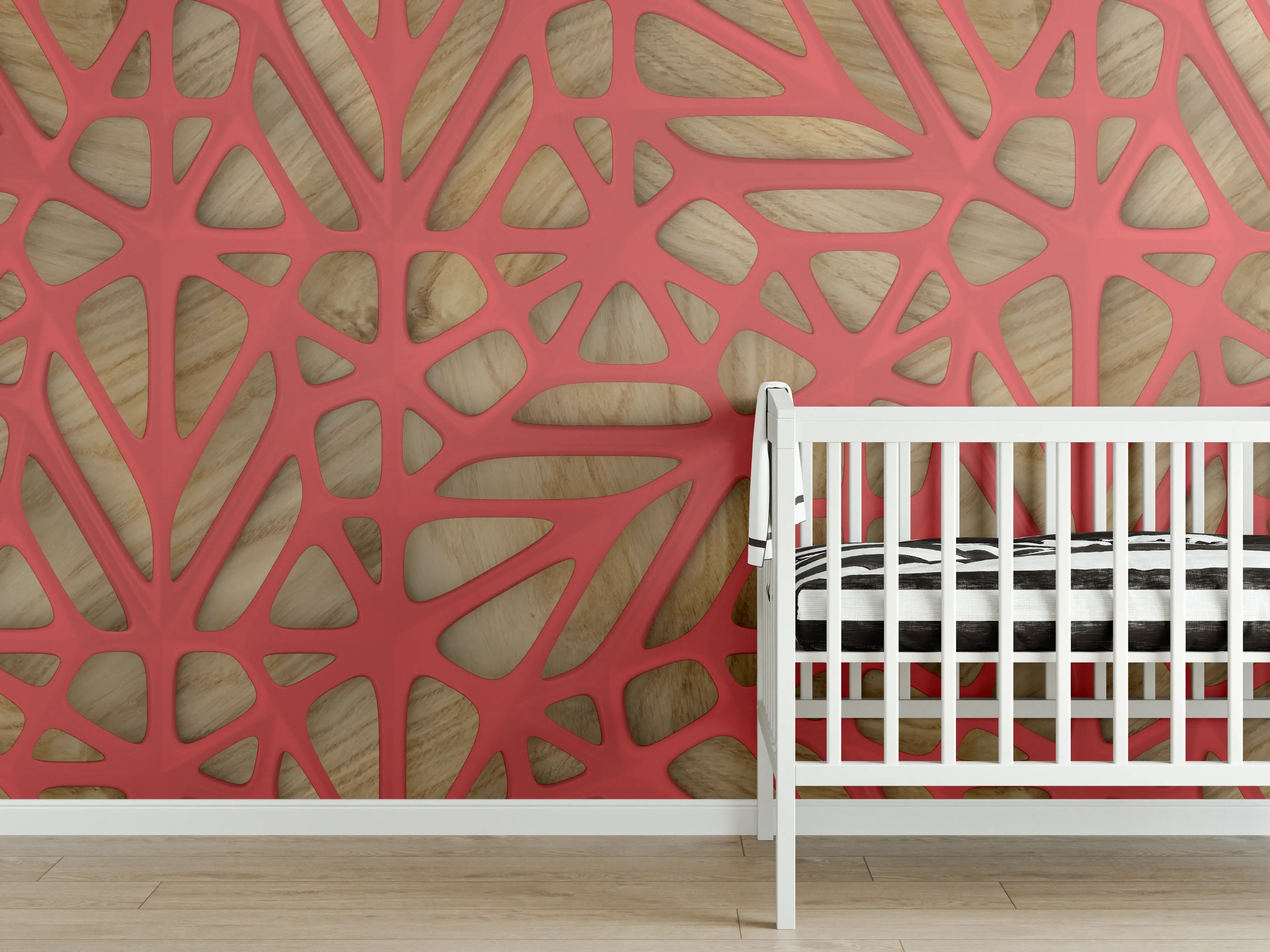 Babyzimmer Wandgestaltung - Rotes Gitter Muster 