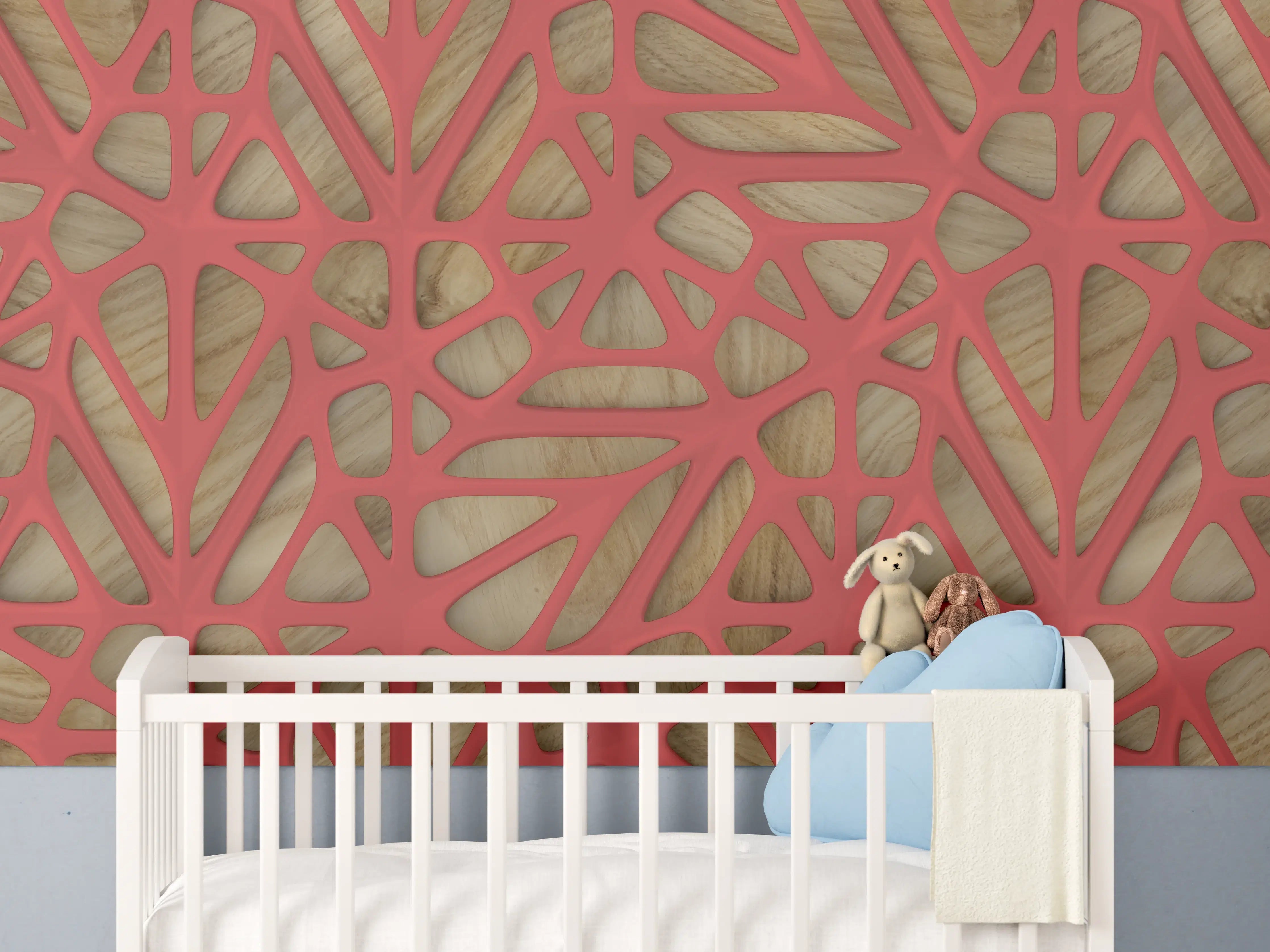 Babyzimmer Wandgestaltung - Rotes Gitter Muster 