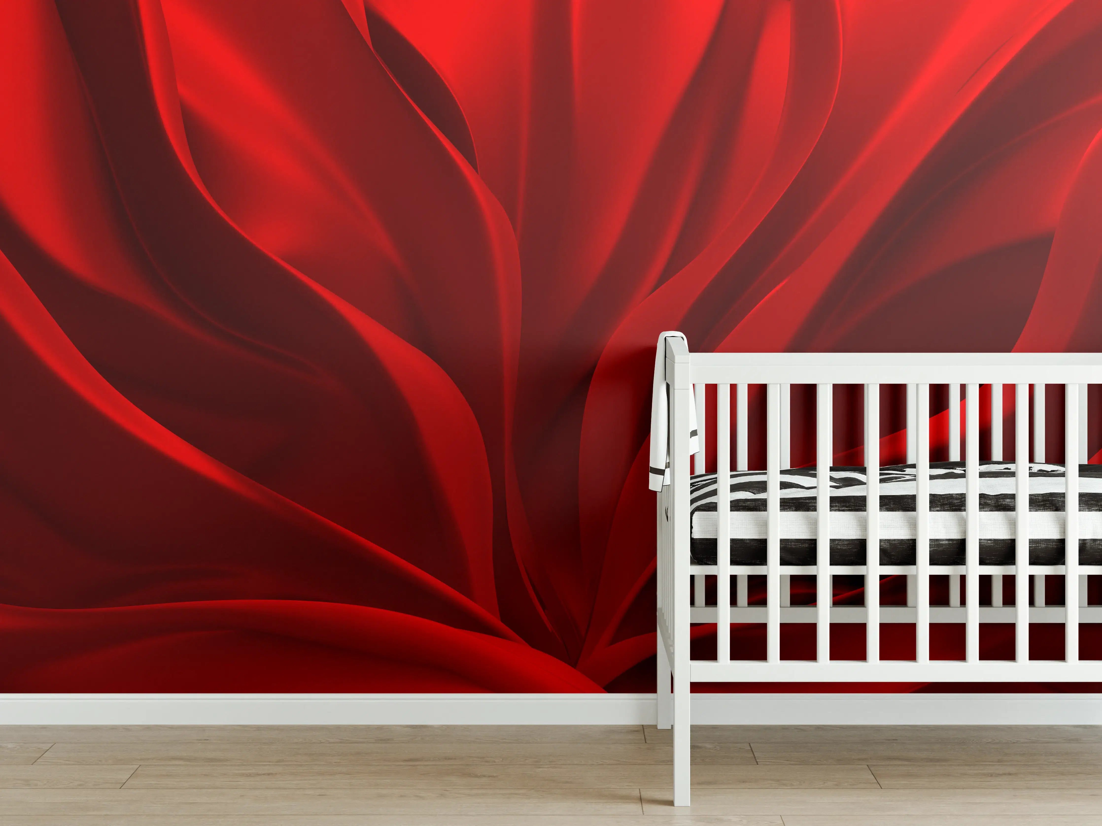 Babyzimmer Wandgestaltung - Rotes Wellen Muster