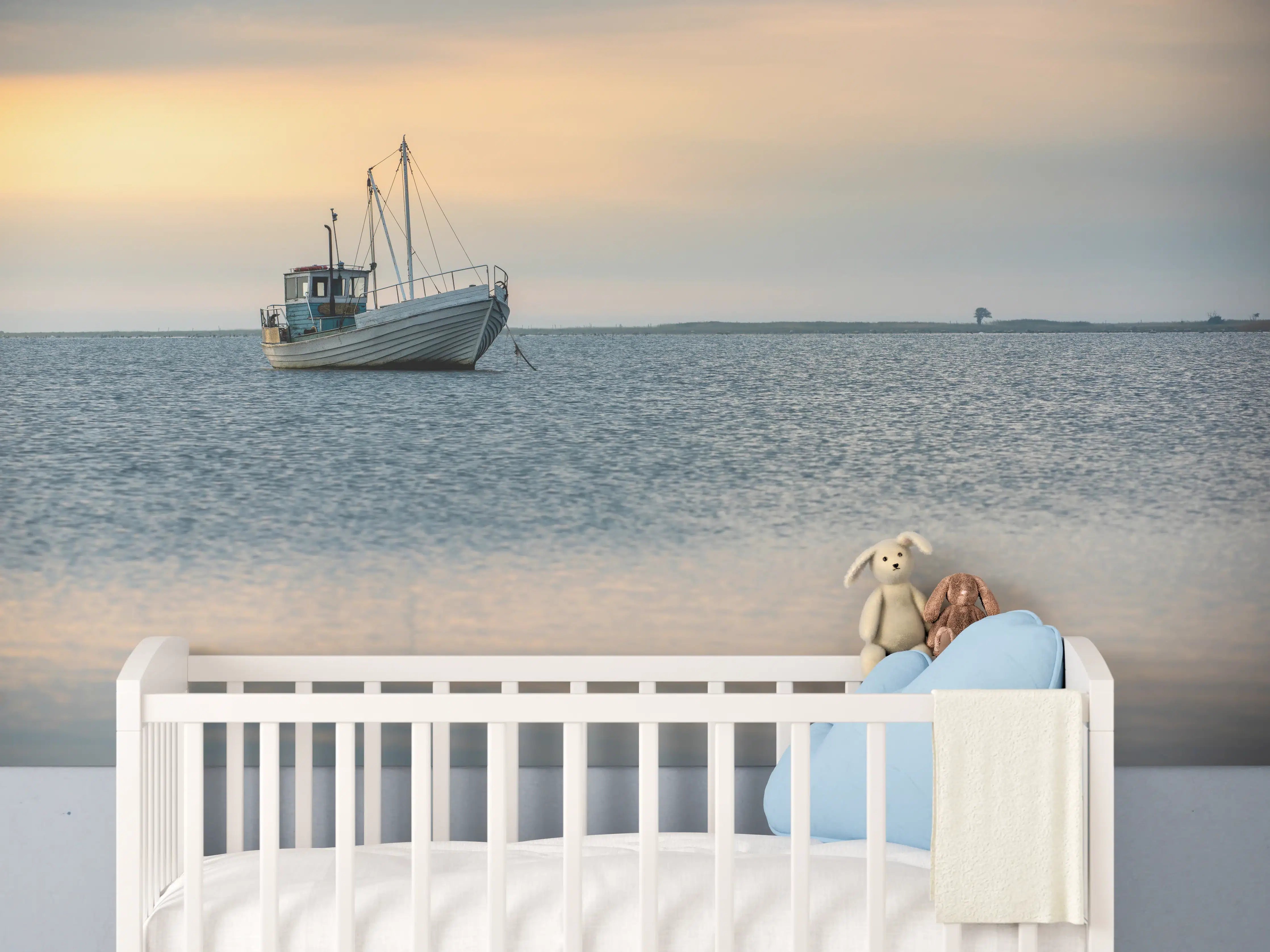 Babyzimmer Wandgestaltung - Ruhiges Boot auf dem Wasser