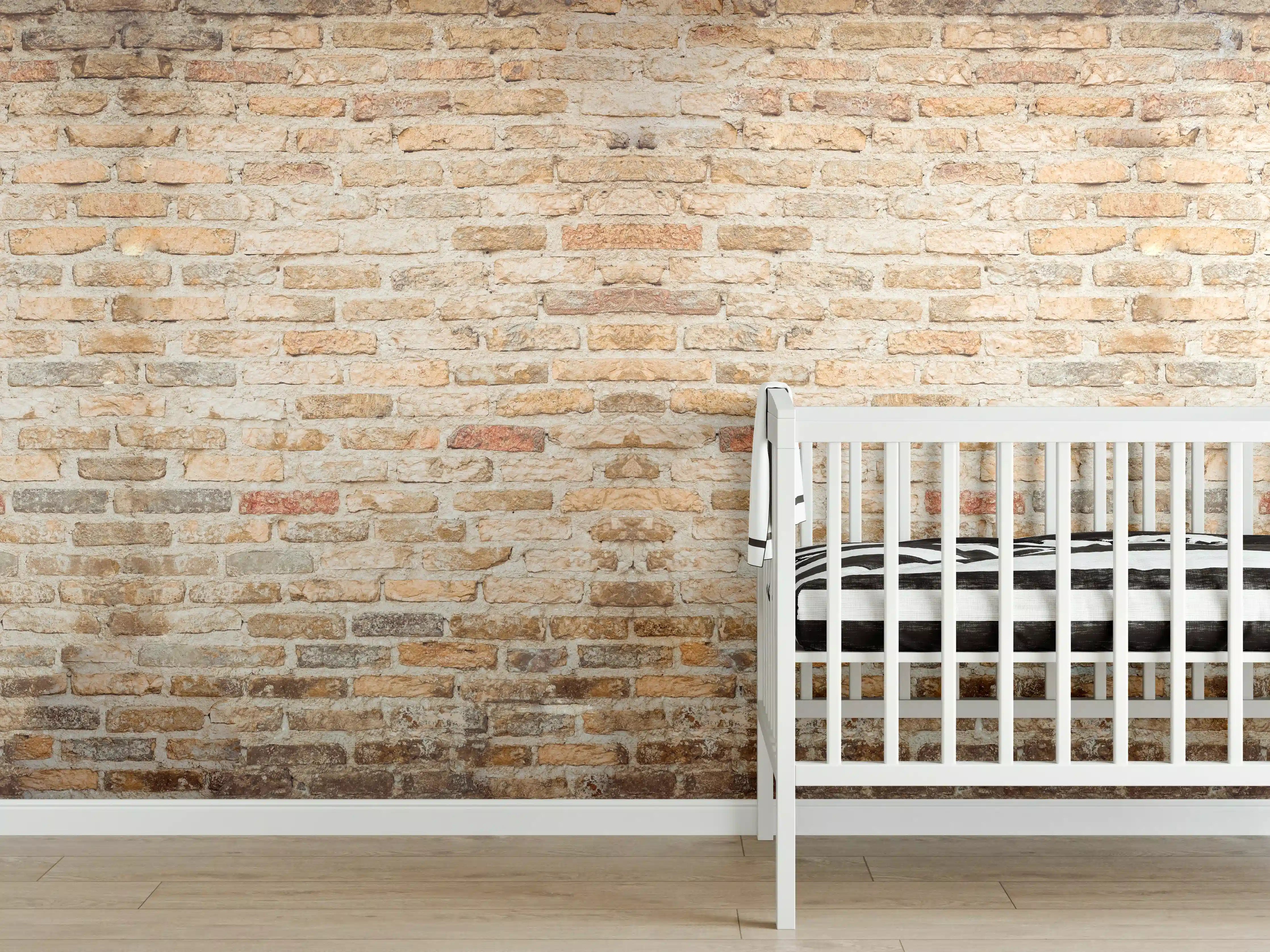 Babyzimmer Wandgestaltung - Rustikale Backsteinmauer