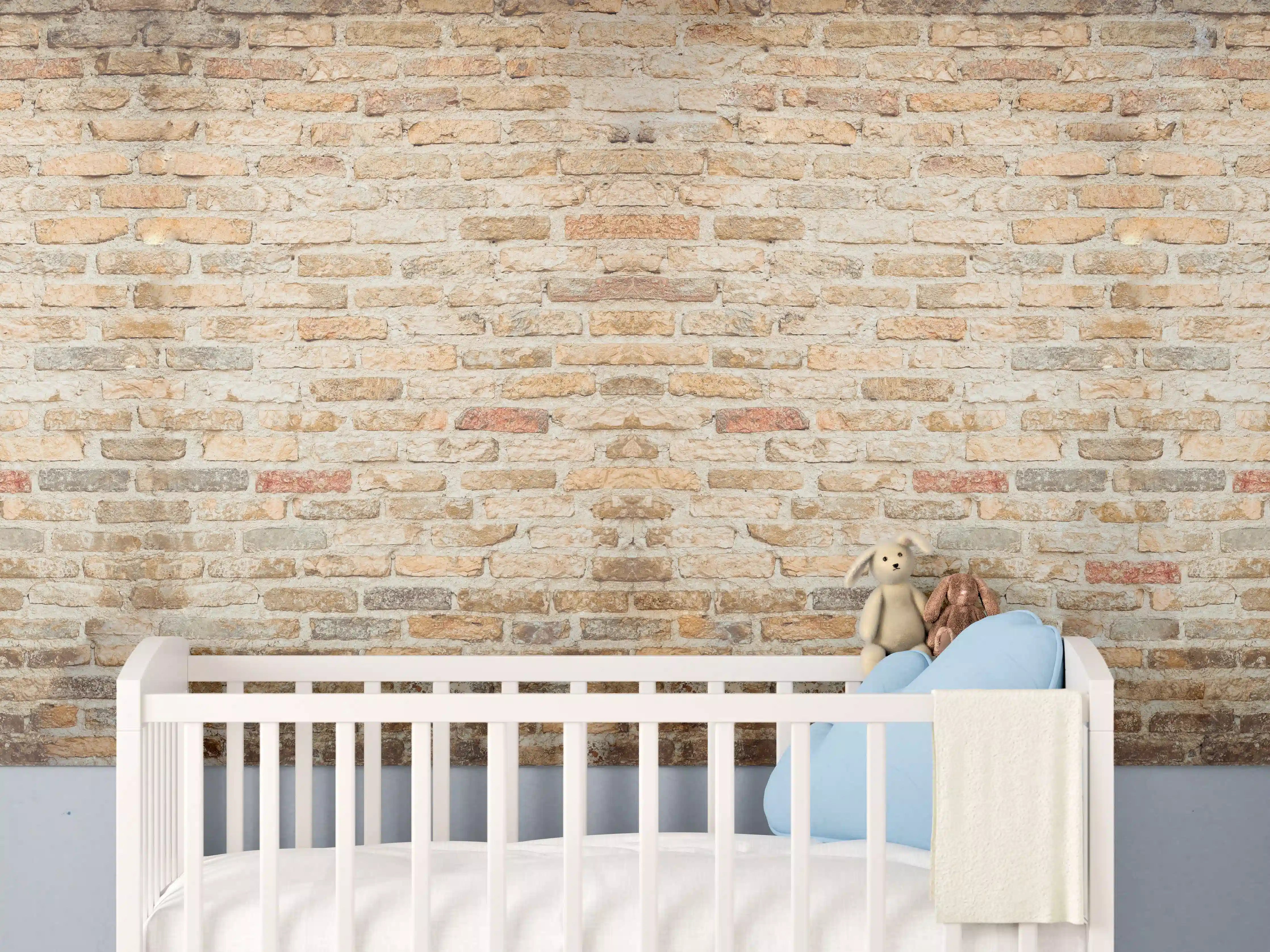 Babyzimmer Wandgestaltung - Rustikale Backsteinmauer