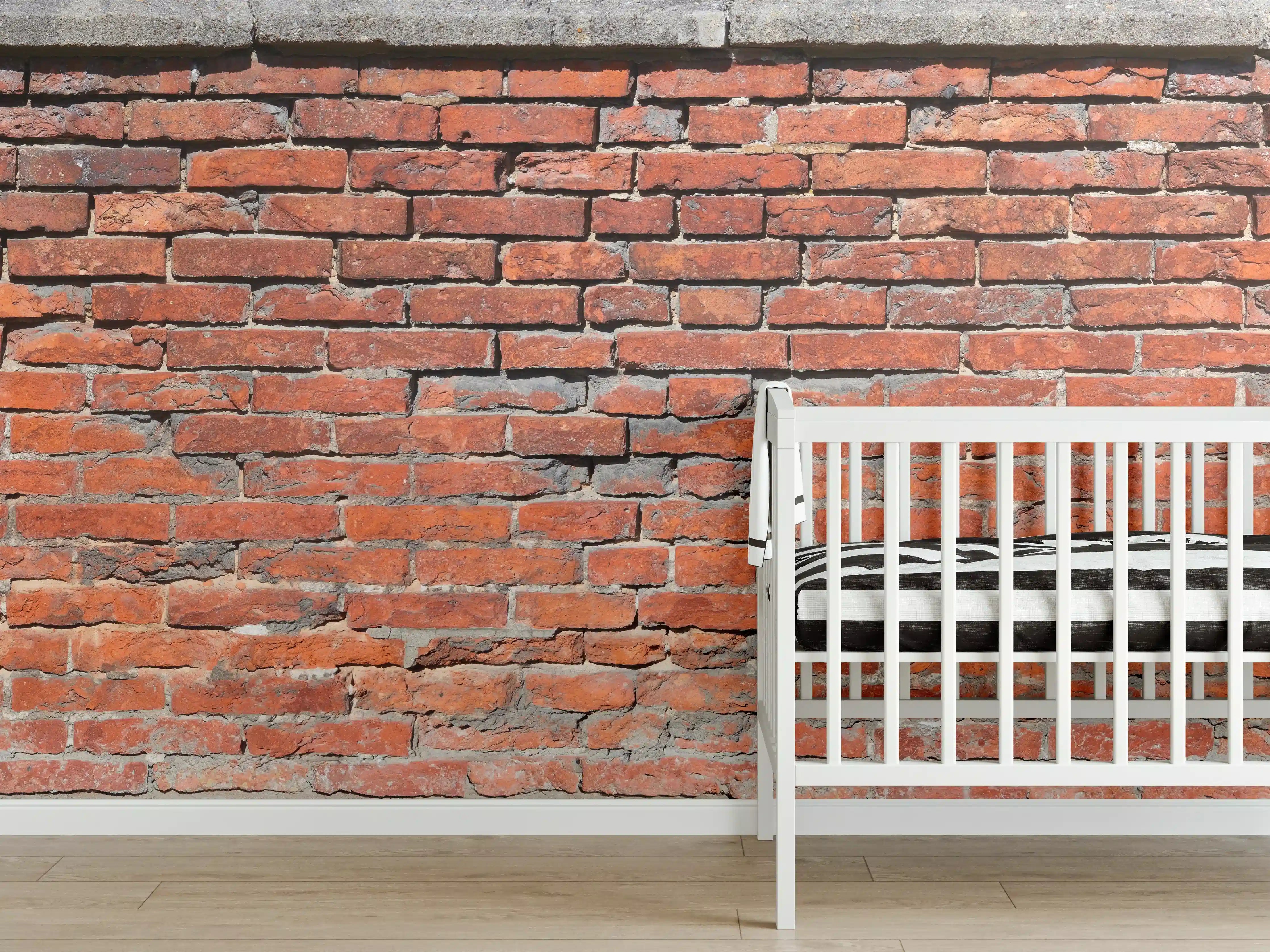 Babyzimmer Wandgestaltung - Rustikale Backsteinwand in Rot