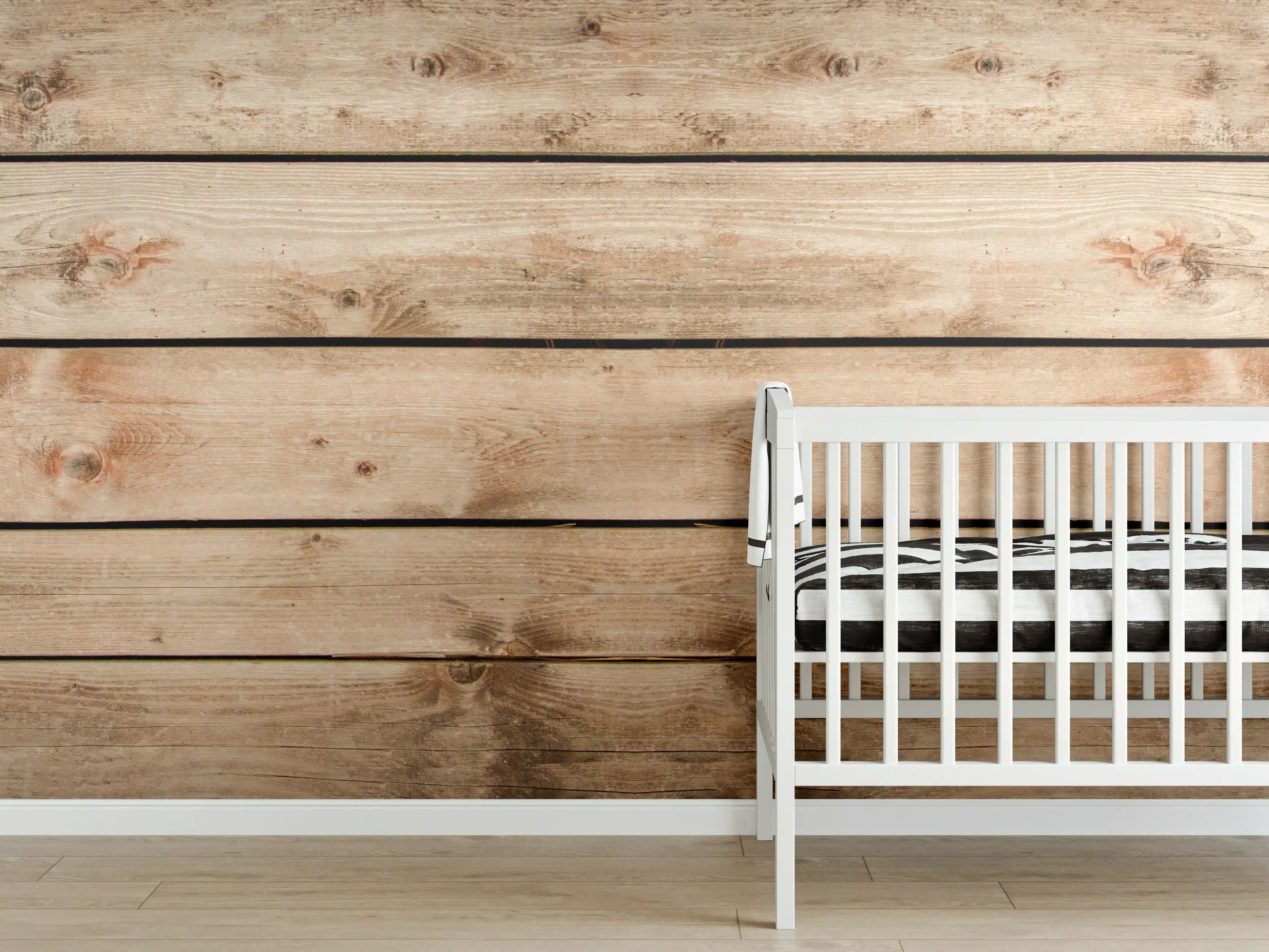 Babyzimmer Wandgestaltung - Rustikale Braun-Holz-Textur