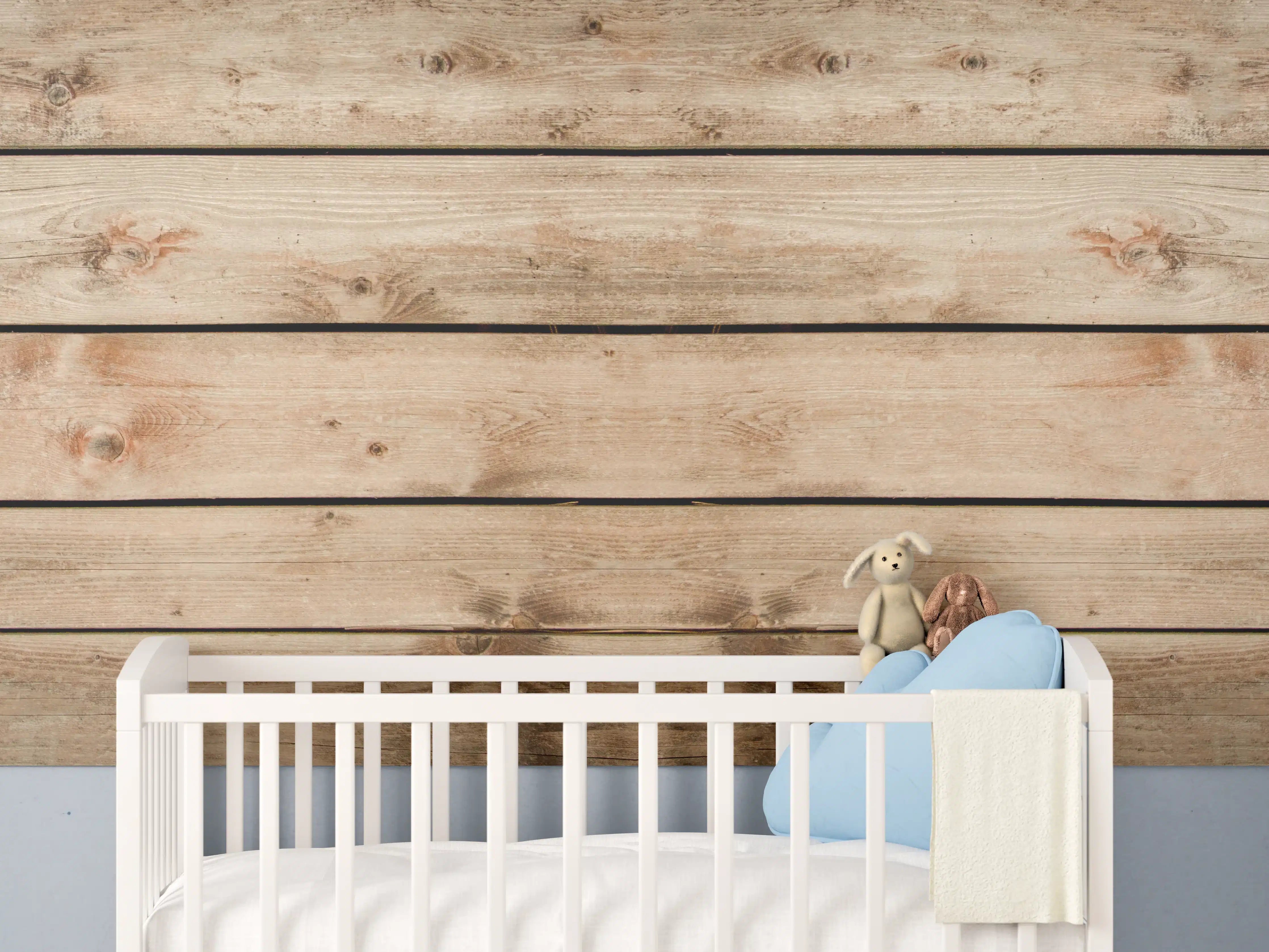 Babyzimmer Wandgestaltung - Rustikale Braun-Holz-Textur
