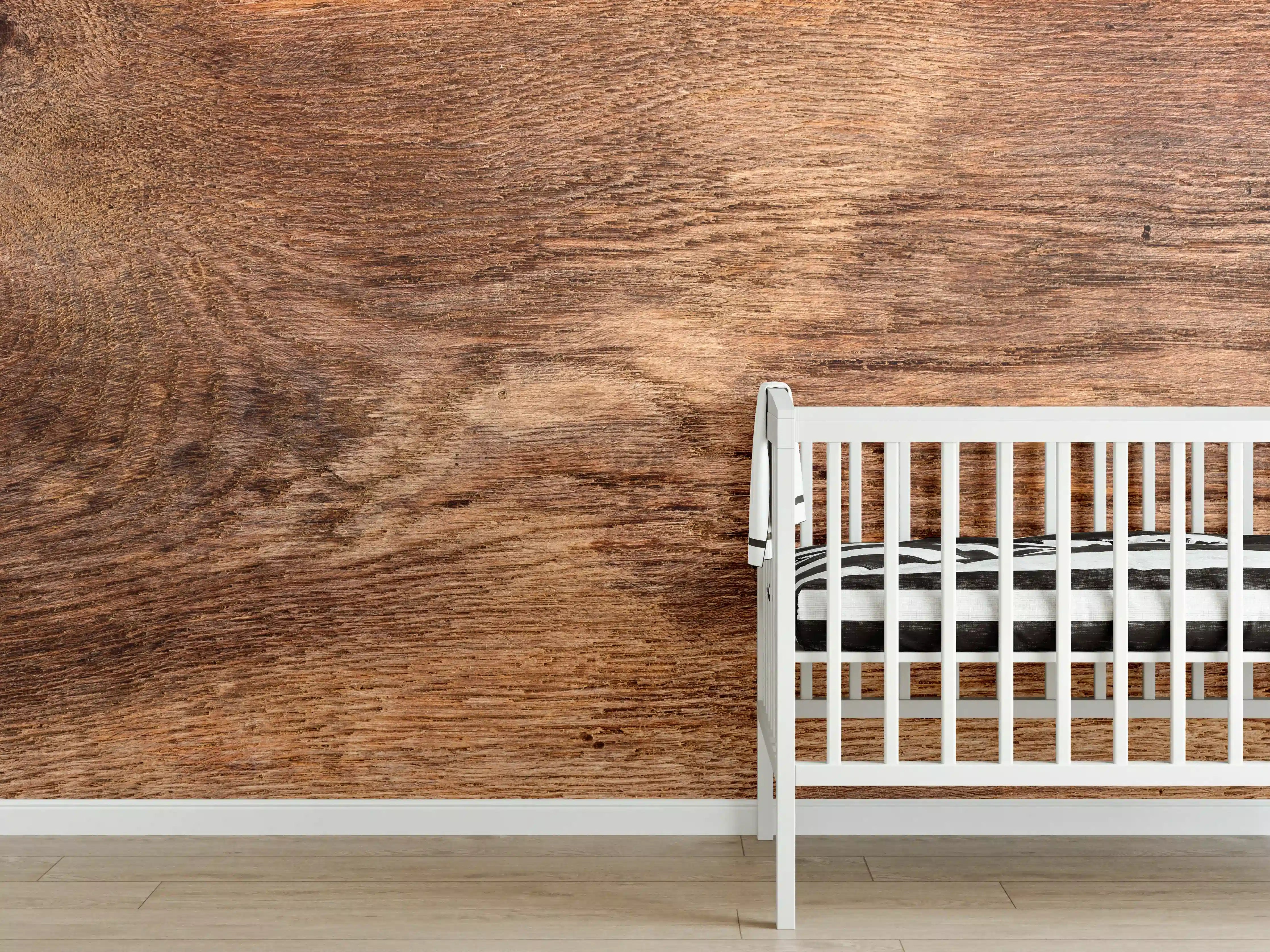 Babyzimmer Wandgestaltung - Rustikale Eichenholzplatte