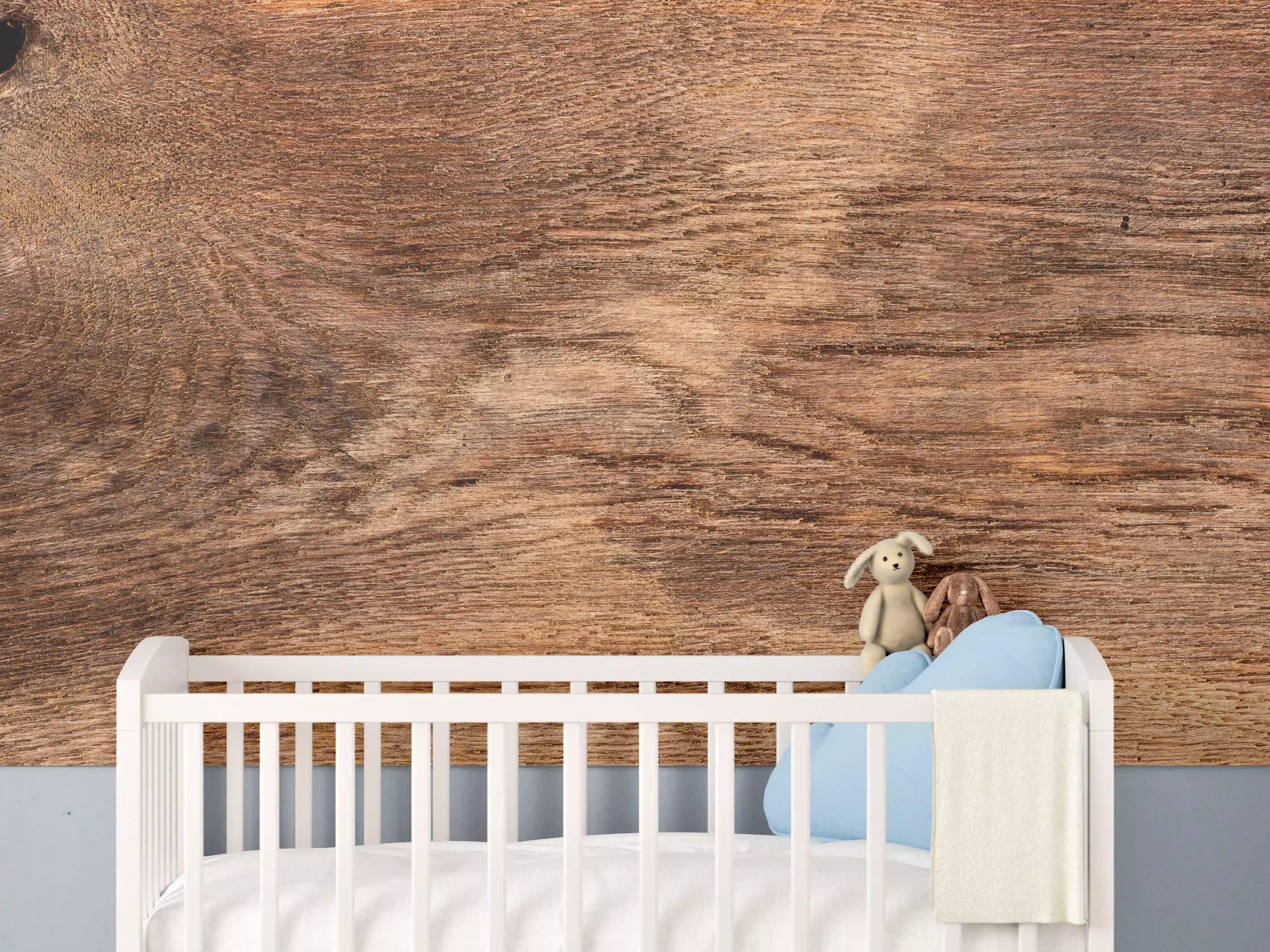 Babyzimmer Wandgestaltung - Rustikale Eichenholzplatte
