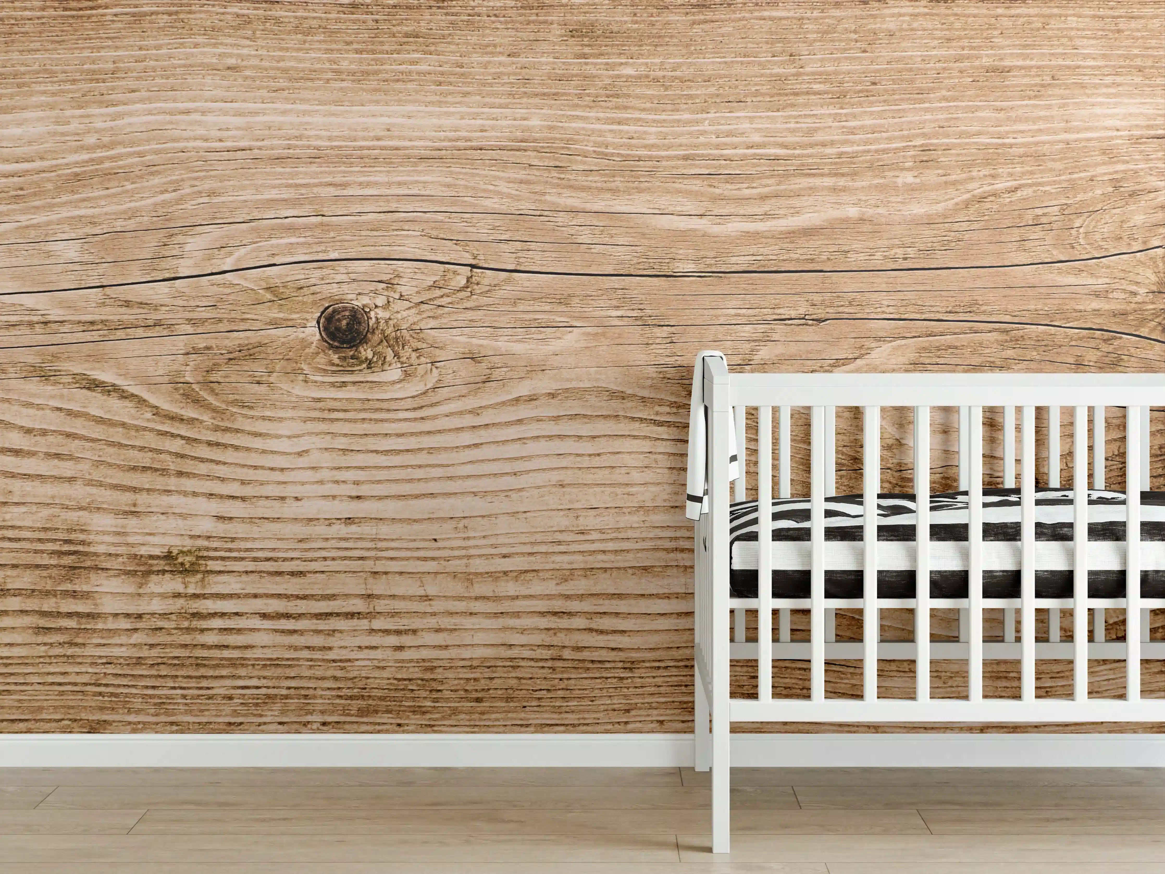 Babyzimmer Wandgestaltung - Rustikale Holzoptik mit natürlicher Maserung