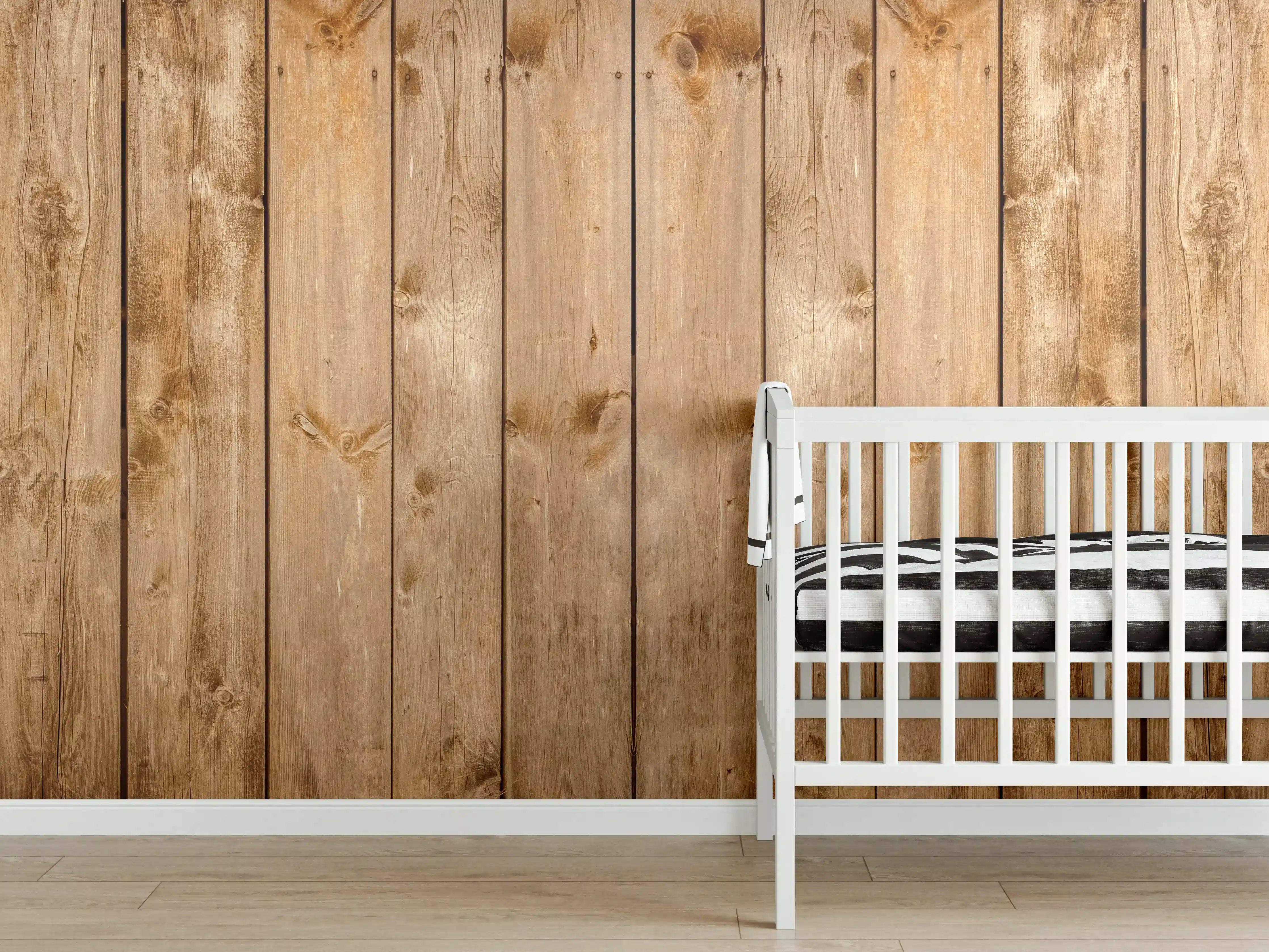 Babyzimmer Wandgestaltung - Rustikale Holzpaneele Braun