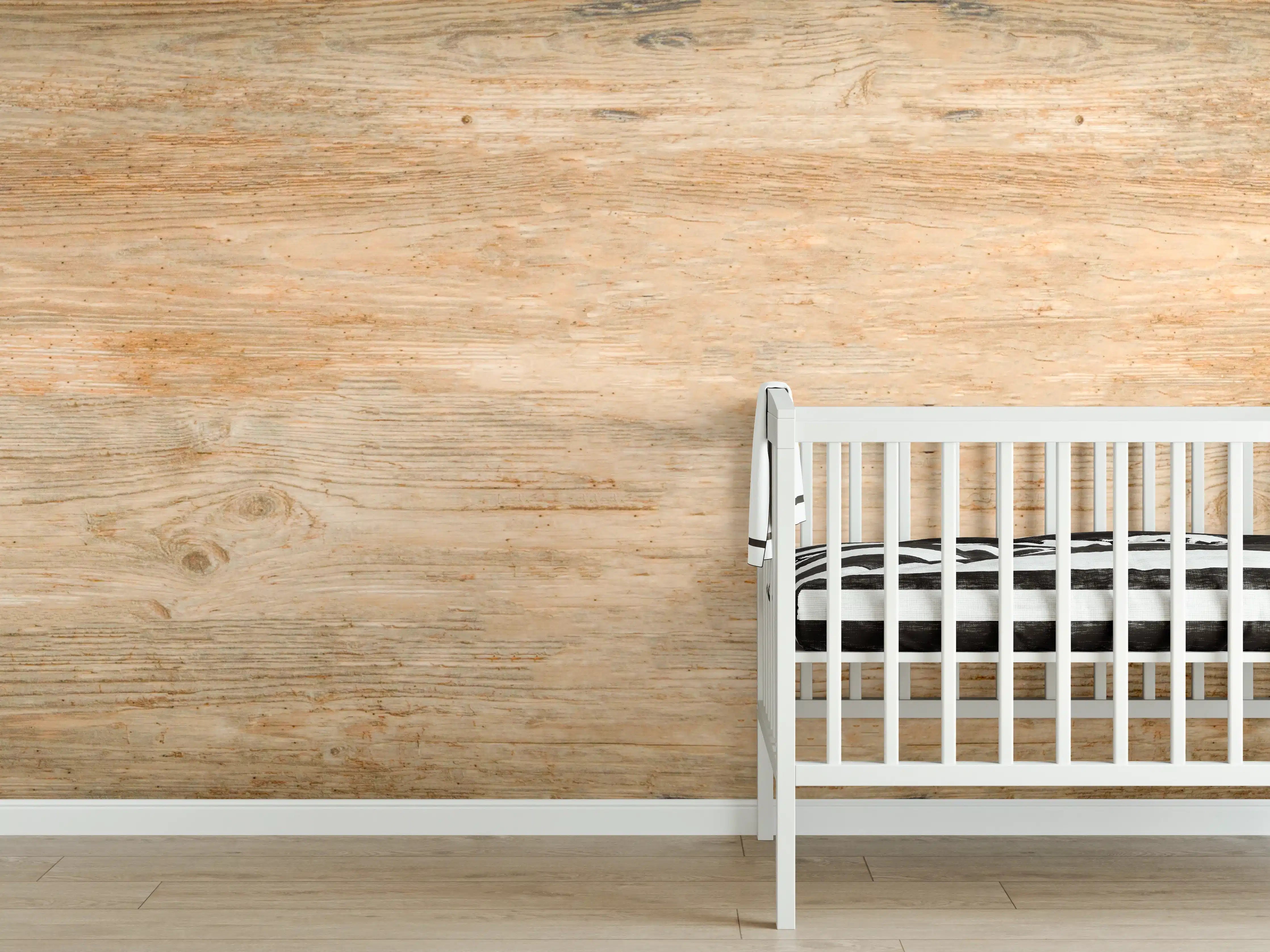 Babyzimmer Wandgestaltung - Rustikale Holztextur Panorama