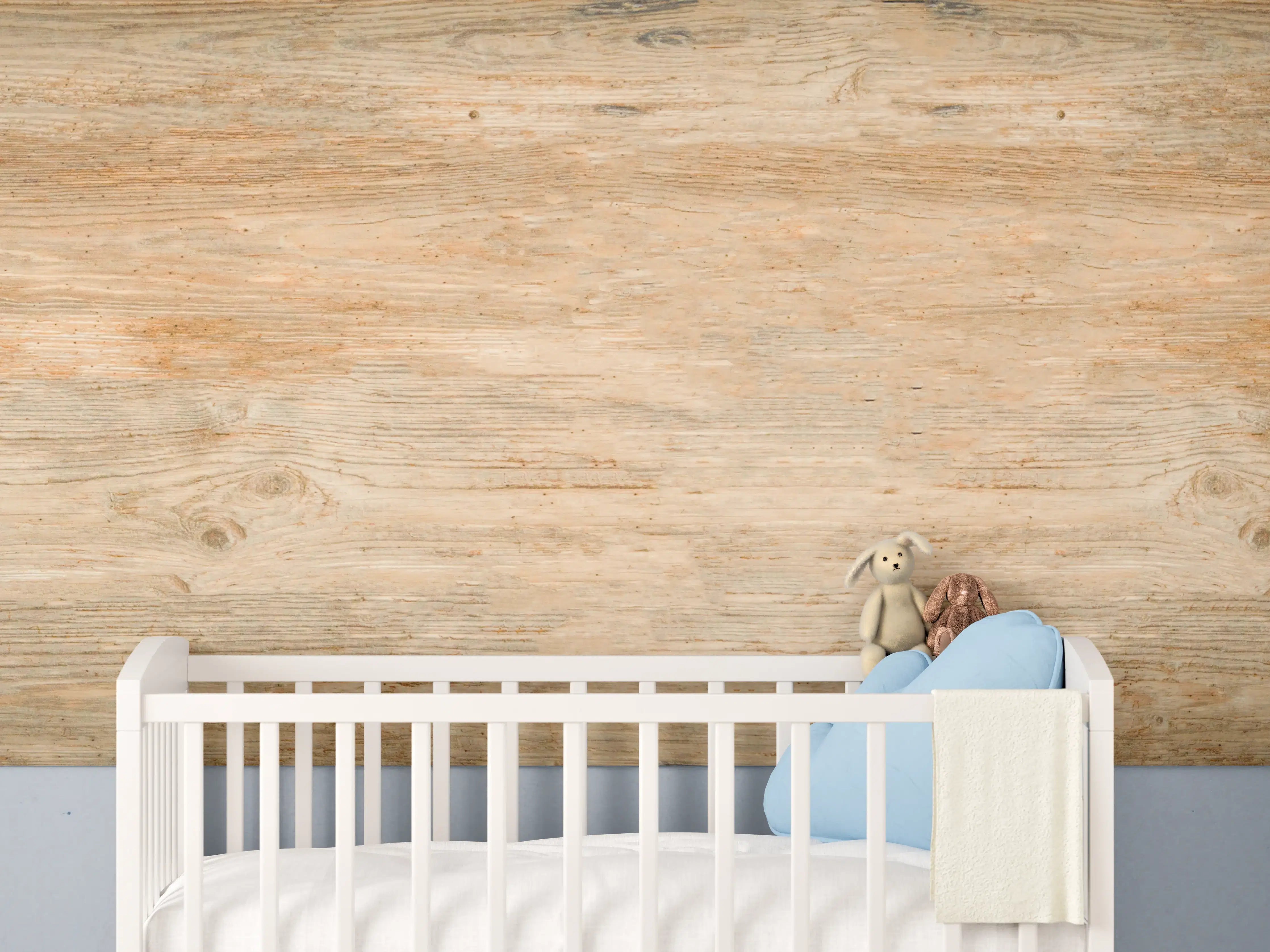 Babyzimmer Wandgestaltung - Rustikale Holztextur Panorama
