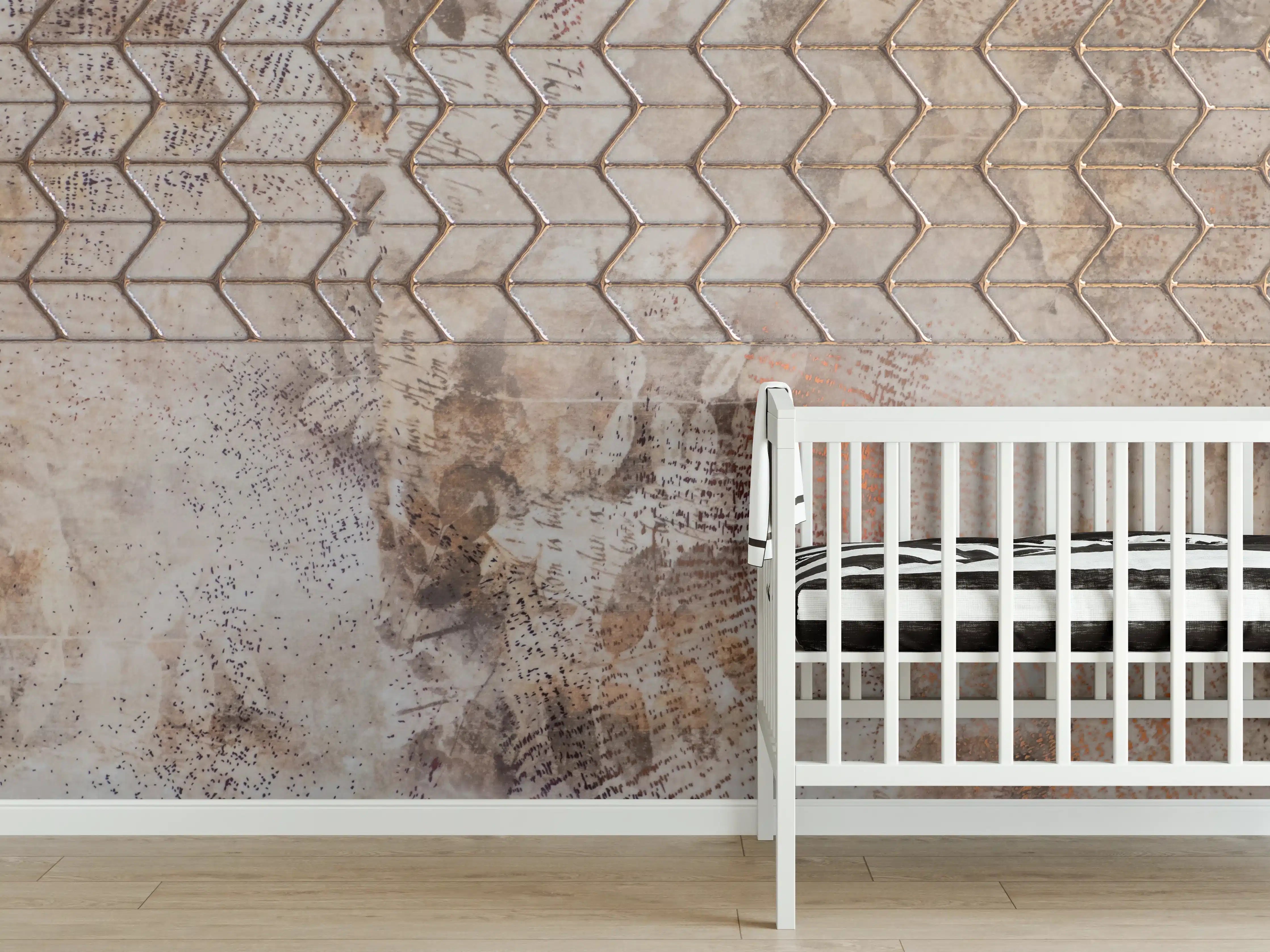 Babyzimmer Wandgestaltung - Rustikale Metall- und Steintextur