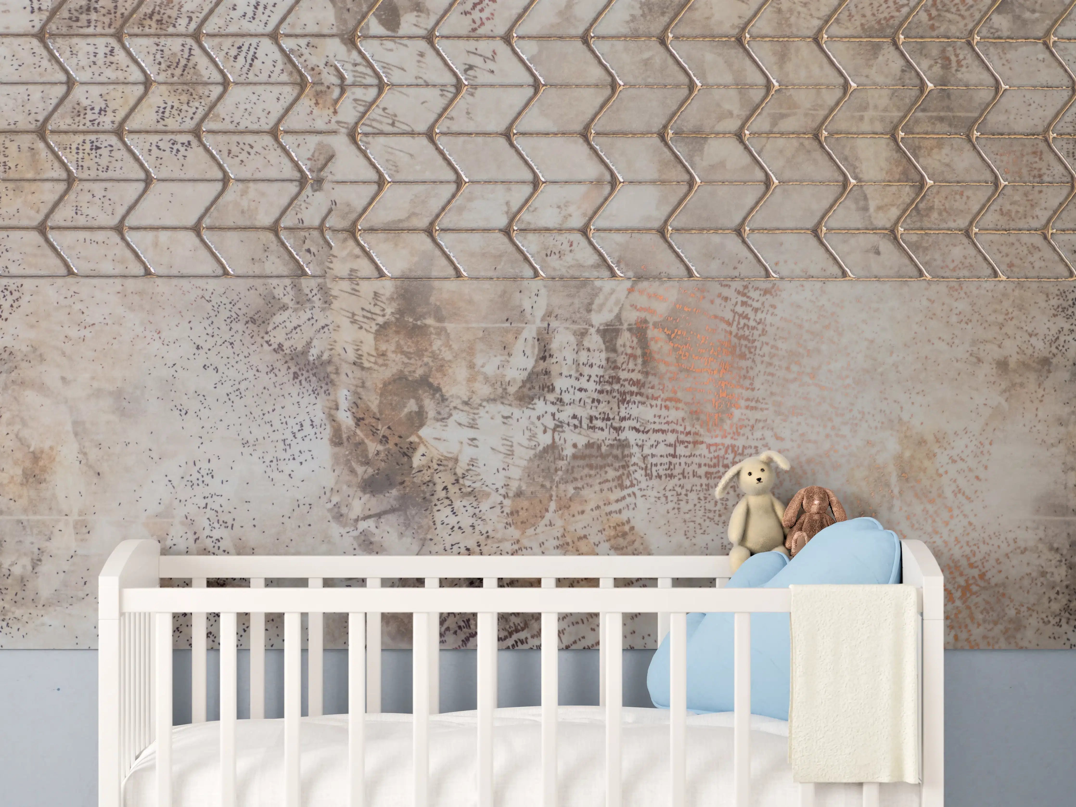 Babyzimmer Wandgestaltung - Rustikale Metall- und Steintextur