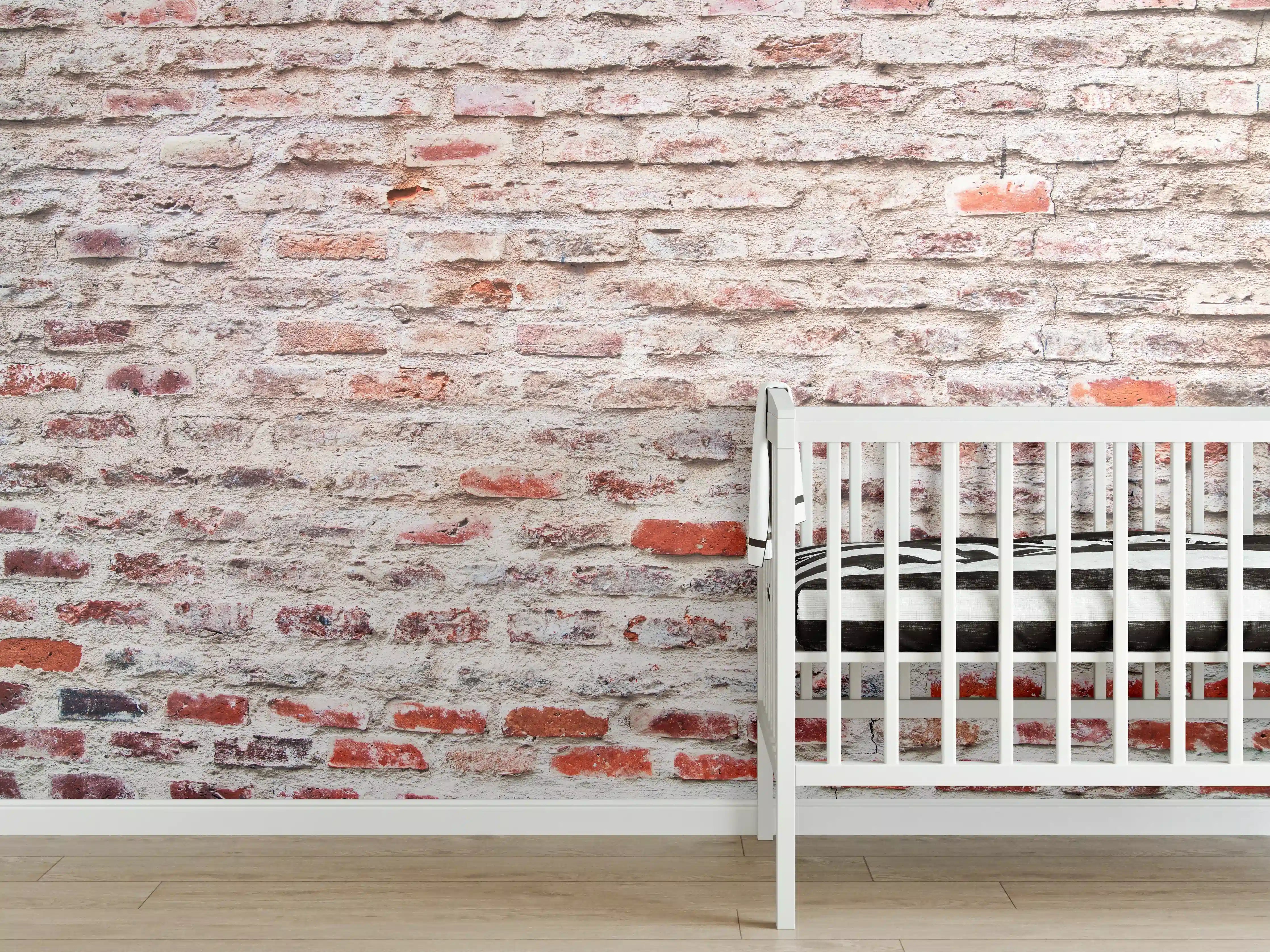 Babyzimmer Wandgestaltung - Rustikaler Ziegelwand-Look