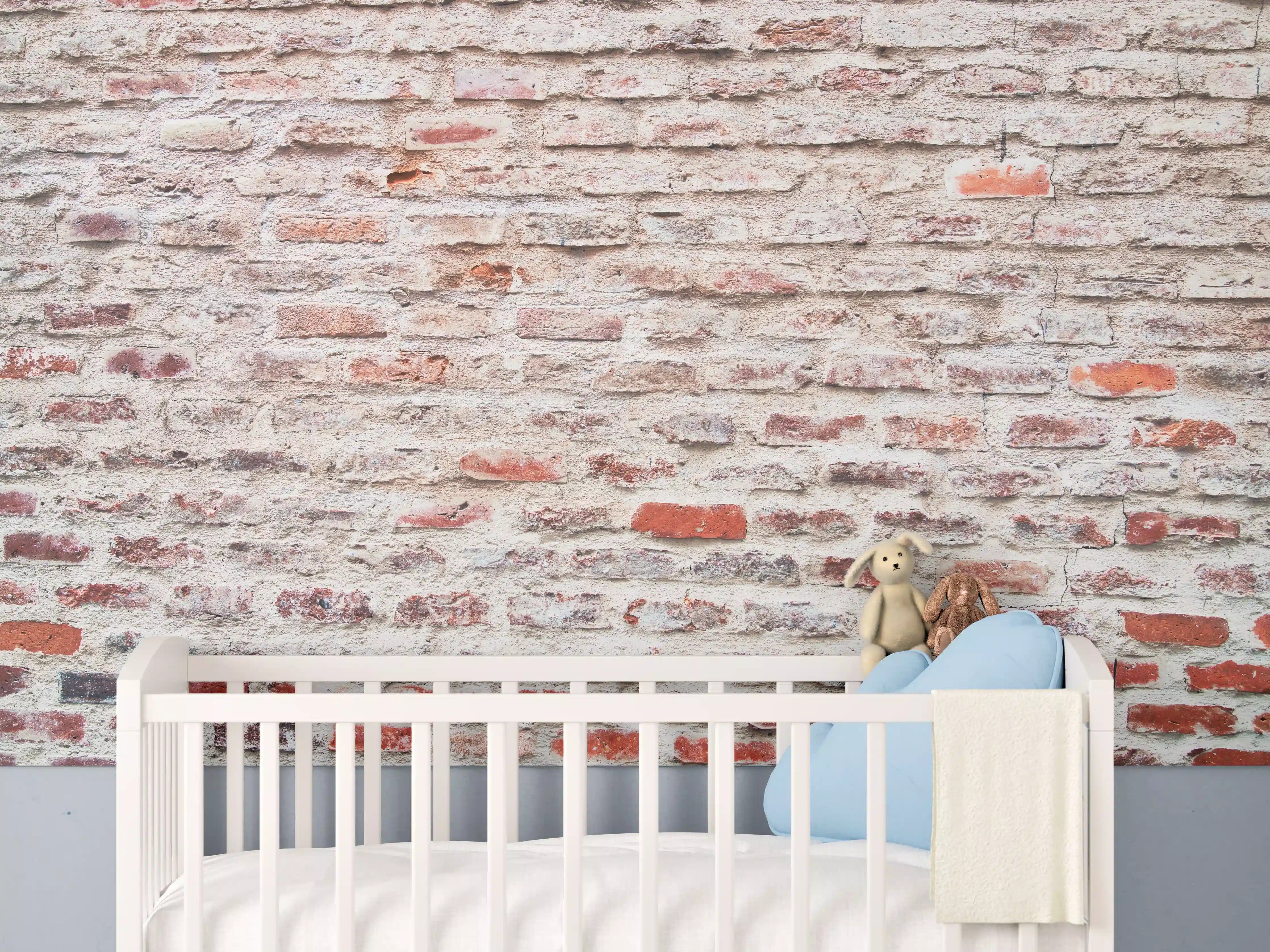 Babyzimmer Wandgestaltung - Rustikaler Ziegelwand-Look
