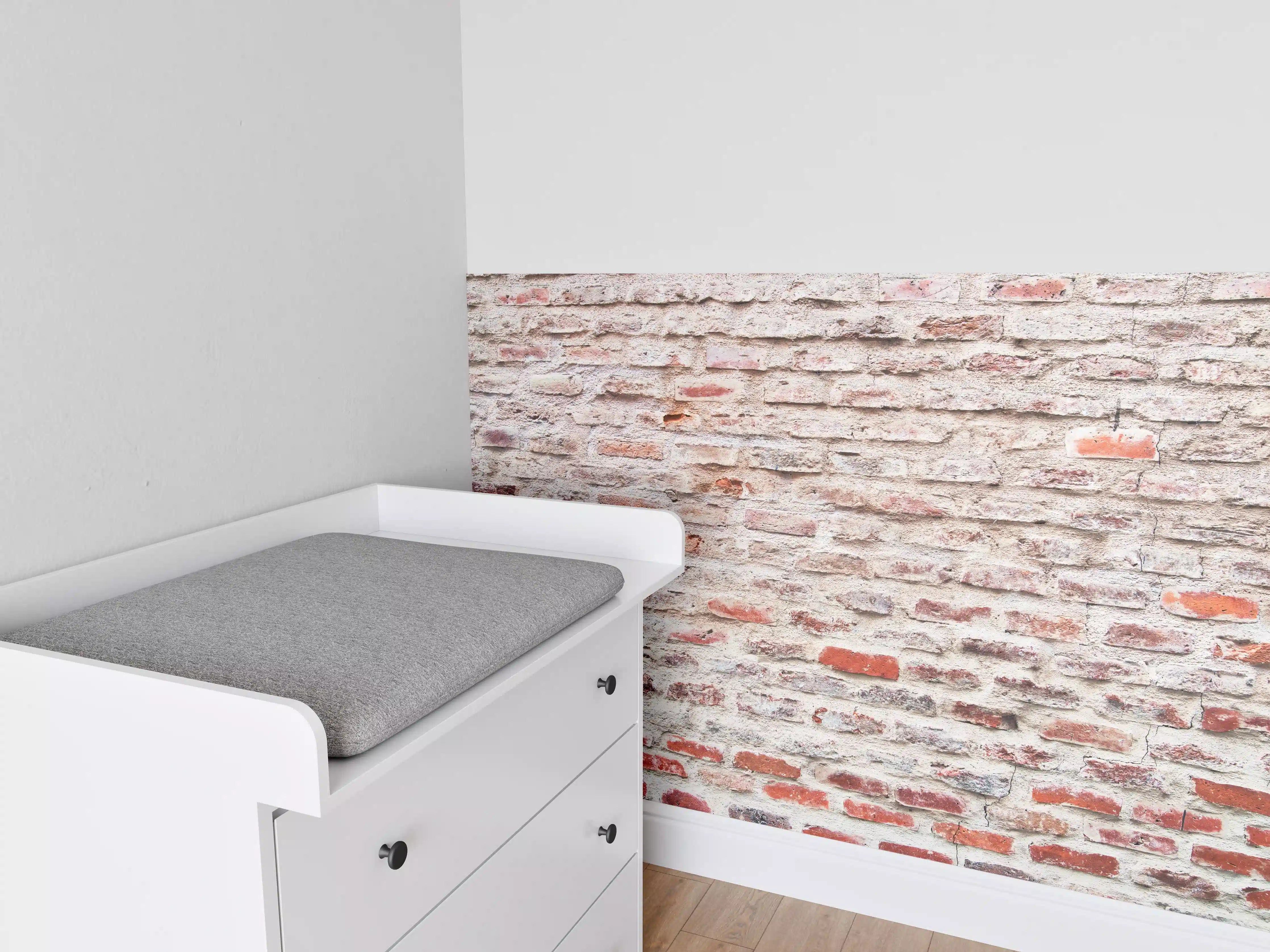 Babyzimmer Wandgestaltung - Rustikaler Ziegelwand-Look