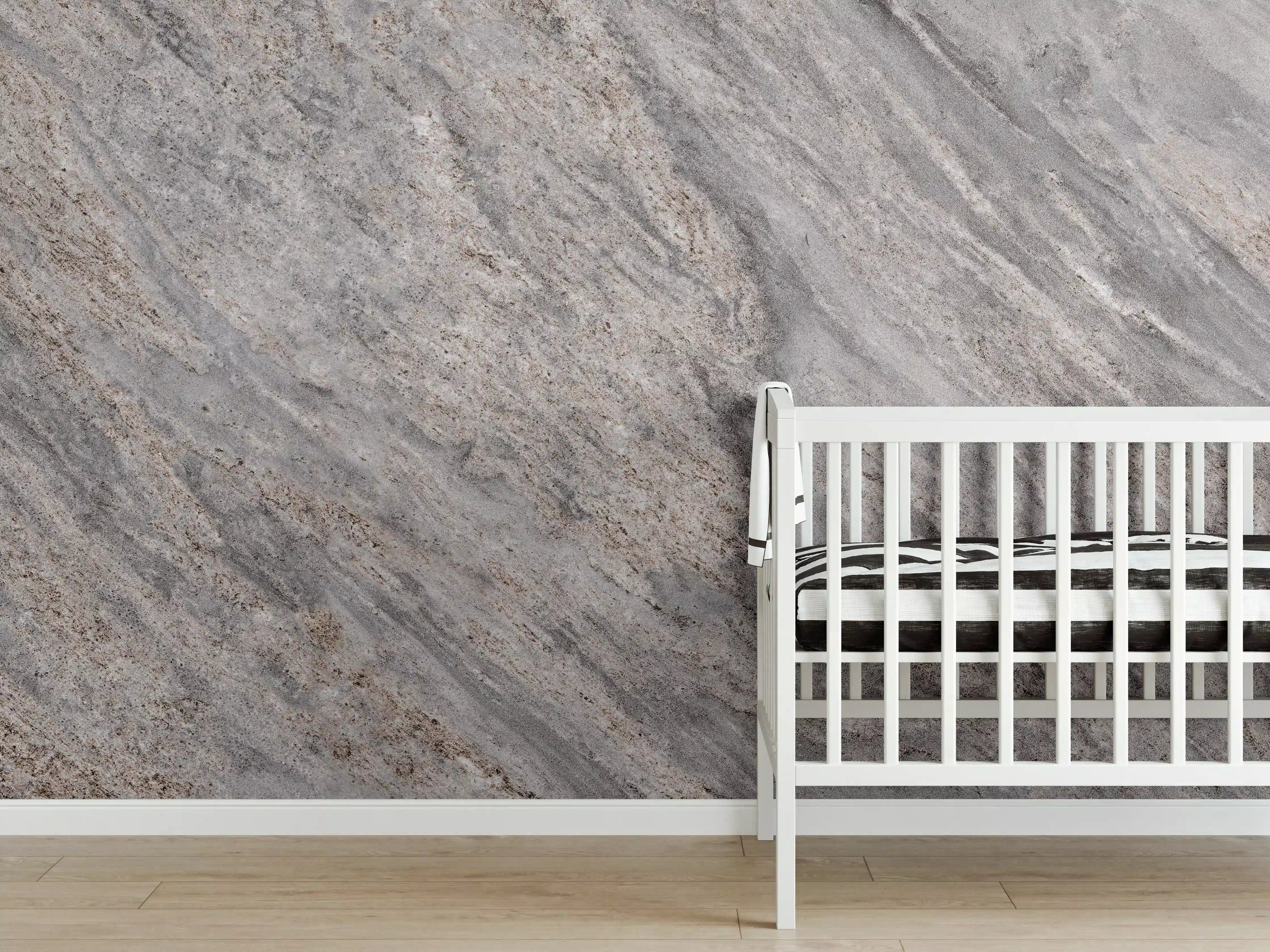 Babyzimmer Wandgestaltung - Rustikaler grau-brauner Marmor