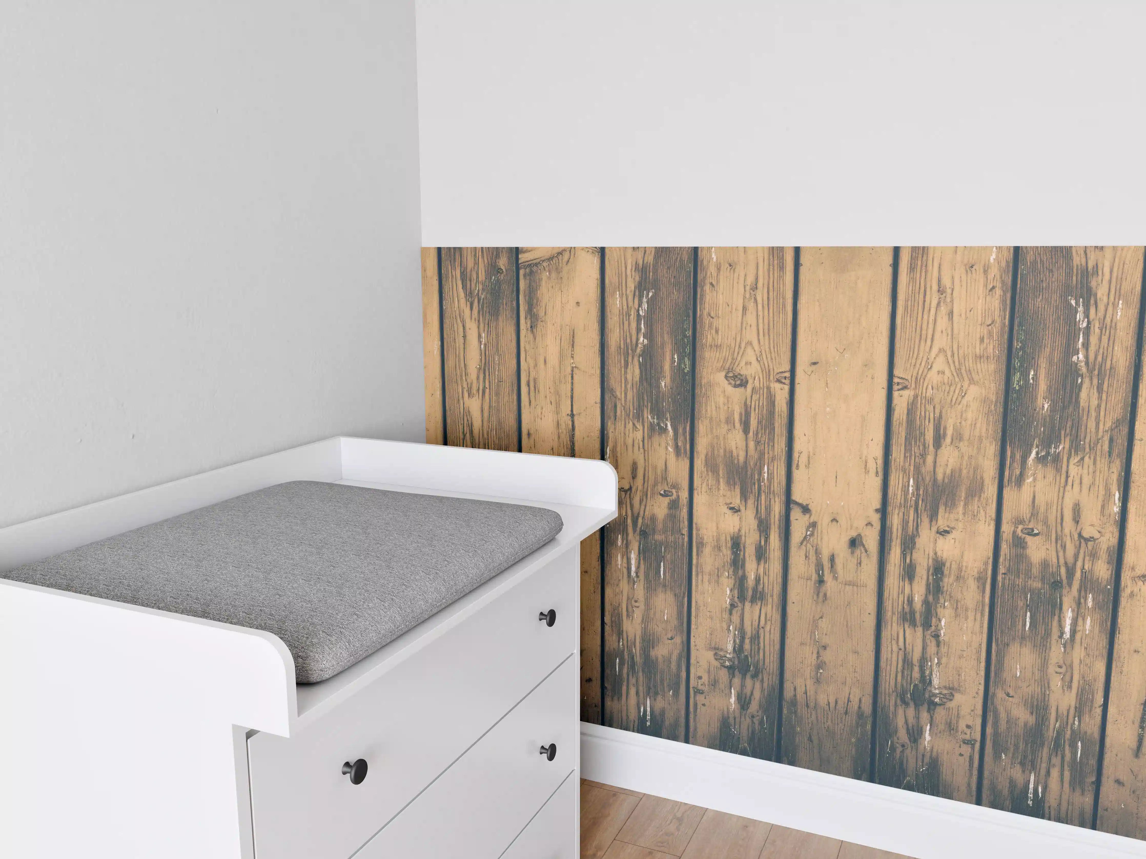 Babyzimmer Wandgestaltung - Rustikales Holz - Vintage