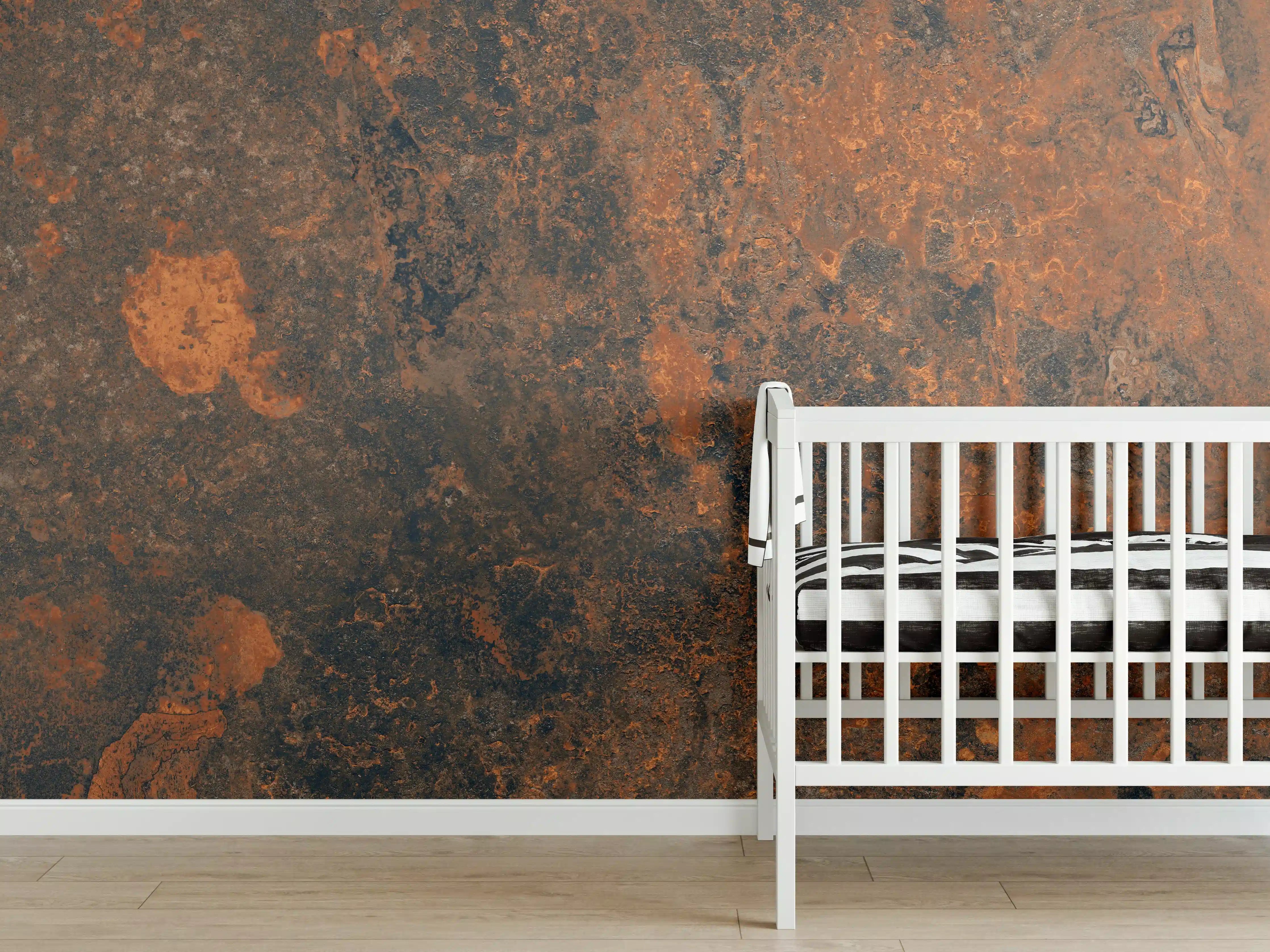 Babyzimmer Wandgestaltung - Rustikales Metall Tesxtur