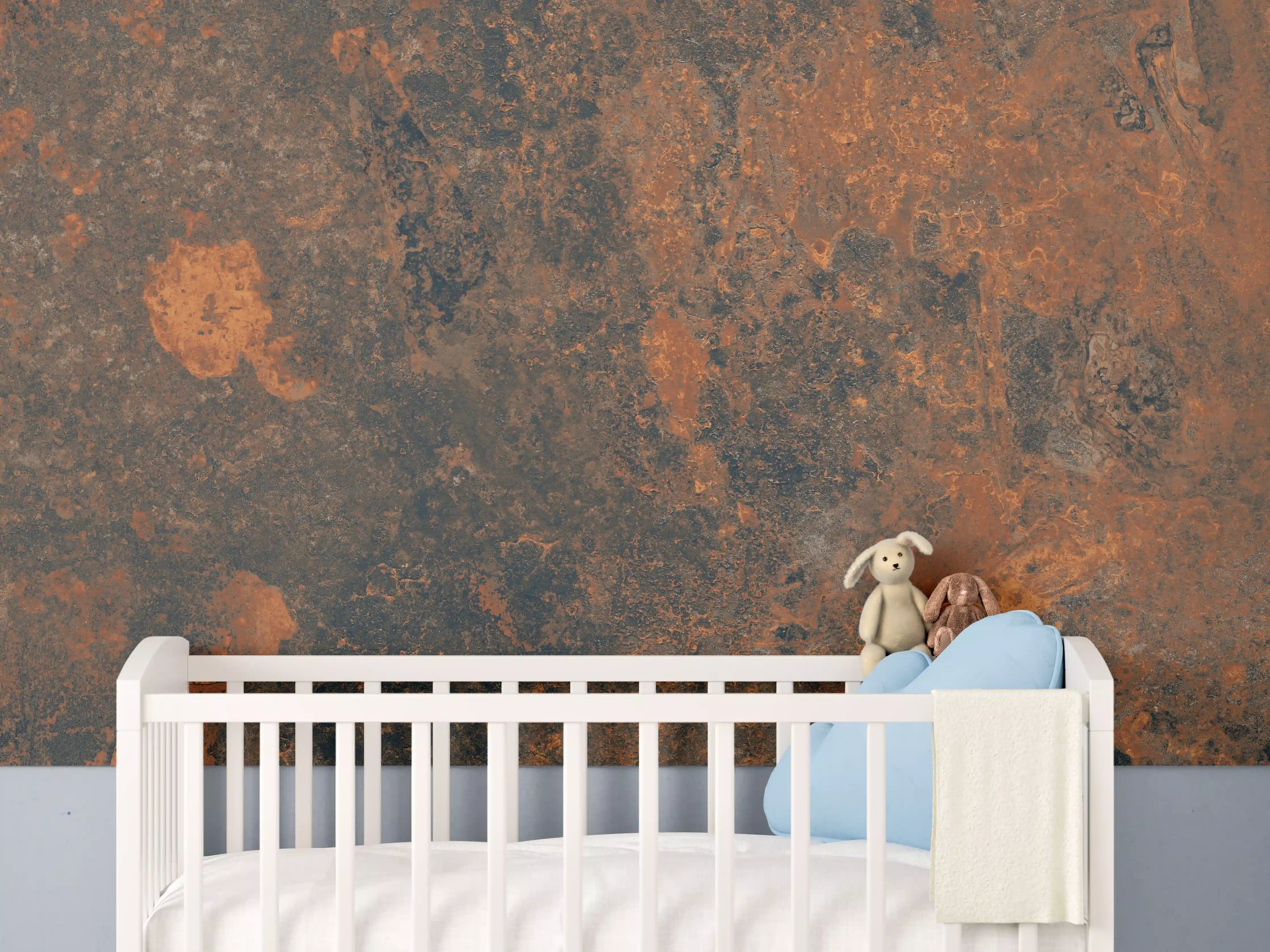 Babyzimmer Wandgestaltung - Rustikales Metall Tesxtur