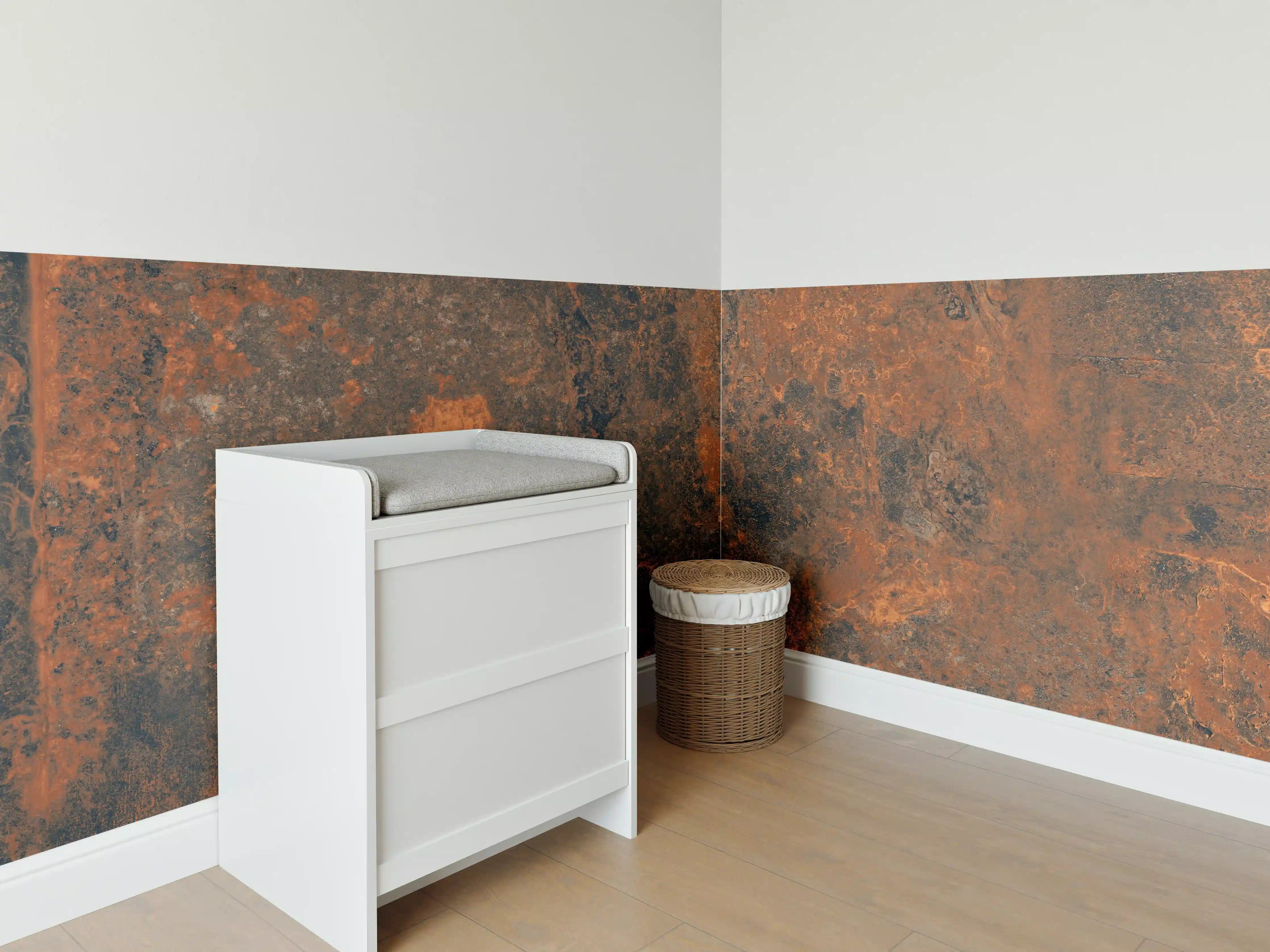 Babyzimmer Wandgestaltung - Rustikales Metall Tesxtur