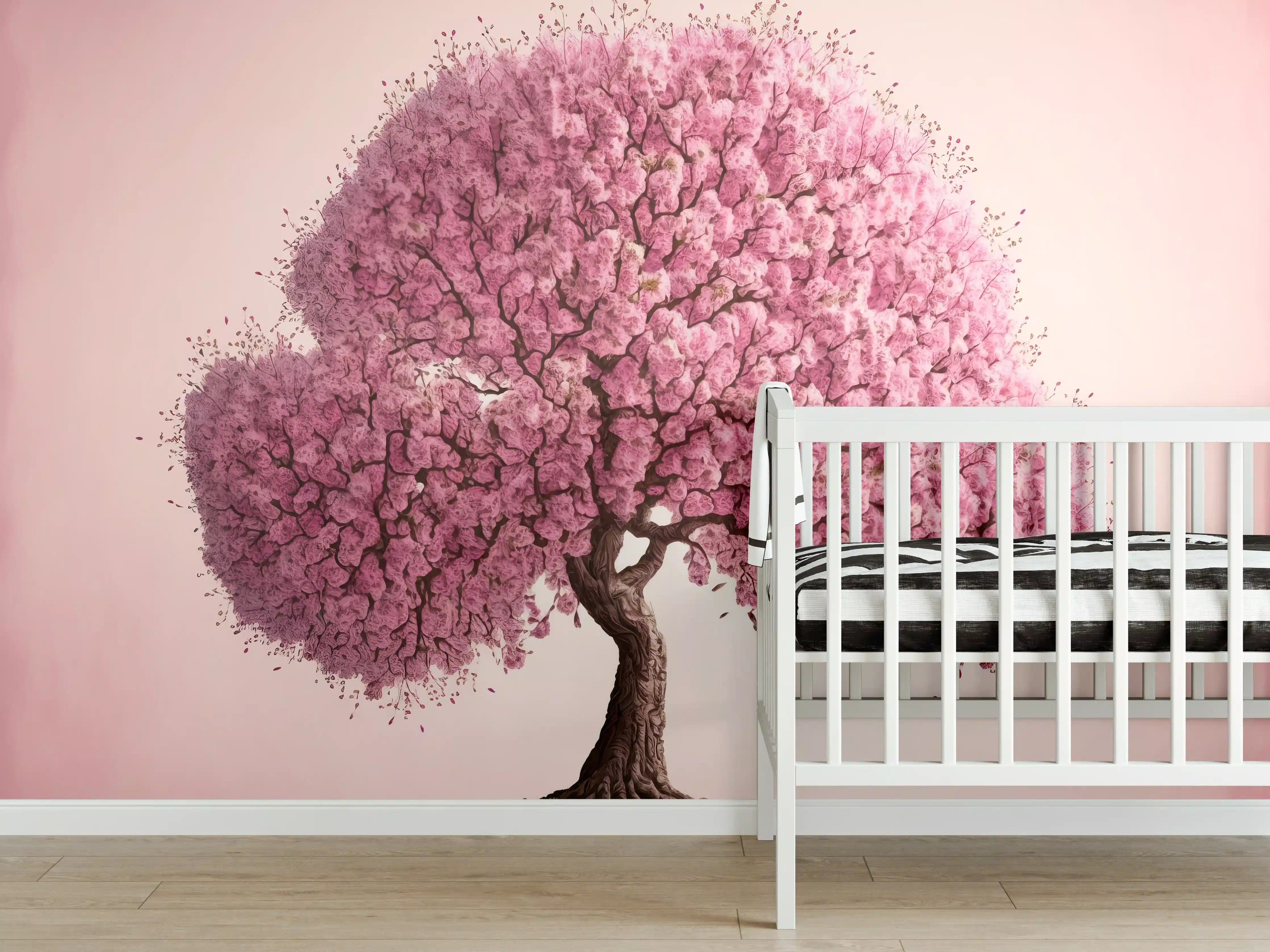 Babyzimmer Wandgestaltung - Sakura baum - KI generiert